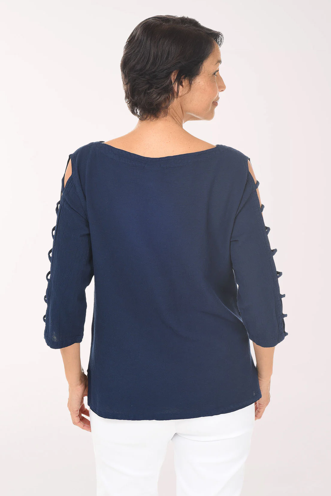 Lattice Sleeve Crinkle Top - Image 3