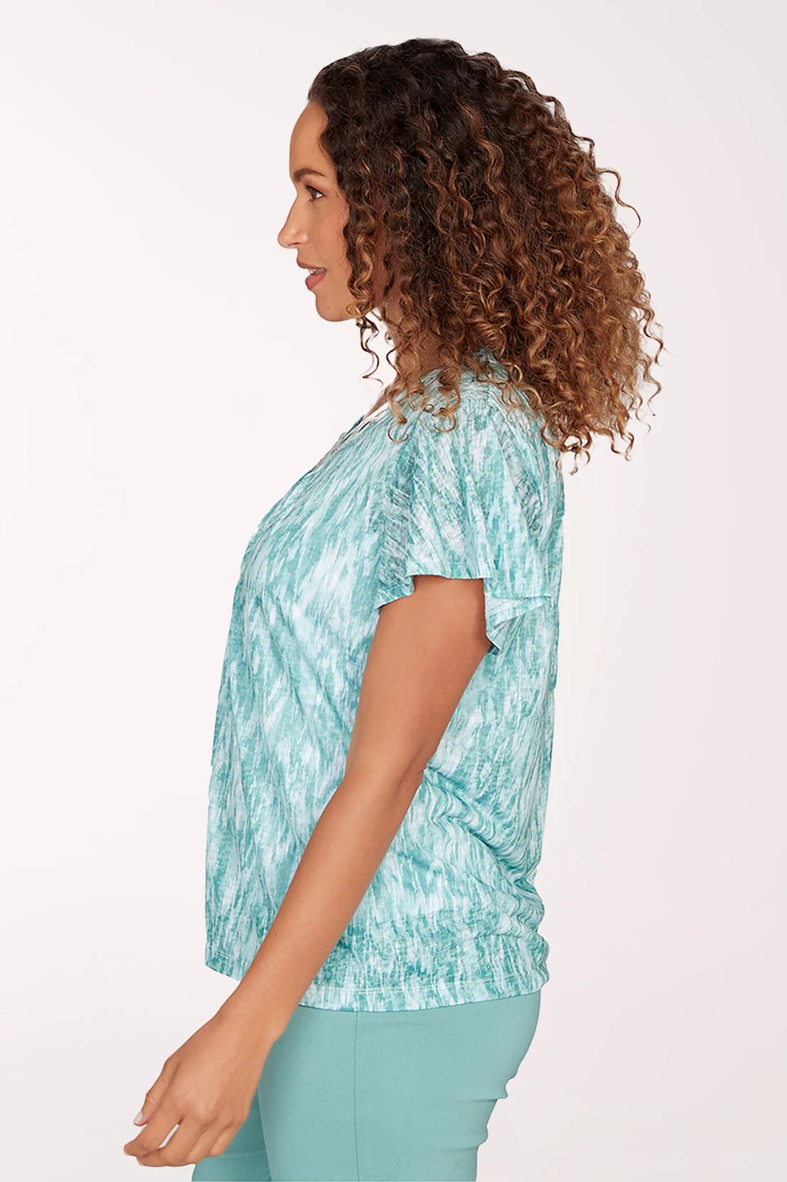 Petite Fresh Start Ikat Short Flounce Sleeve Top - Image 2