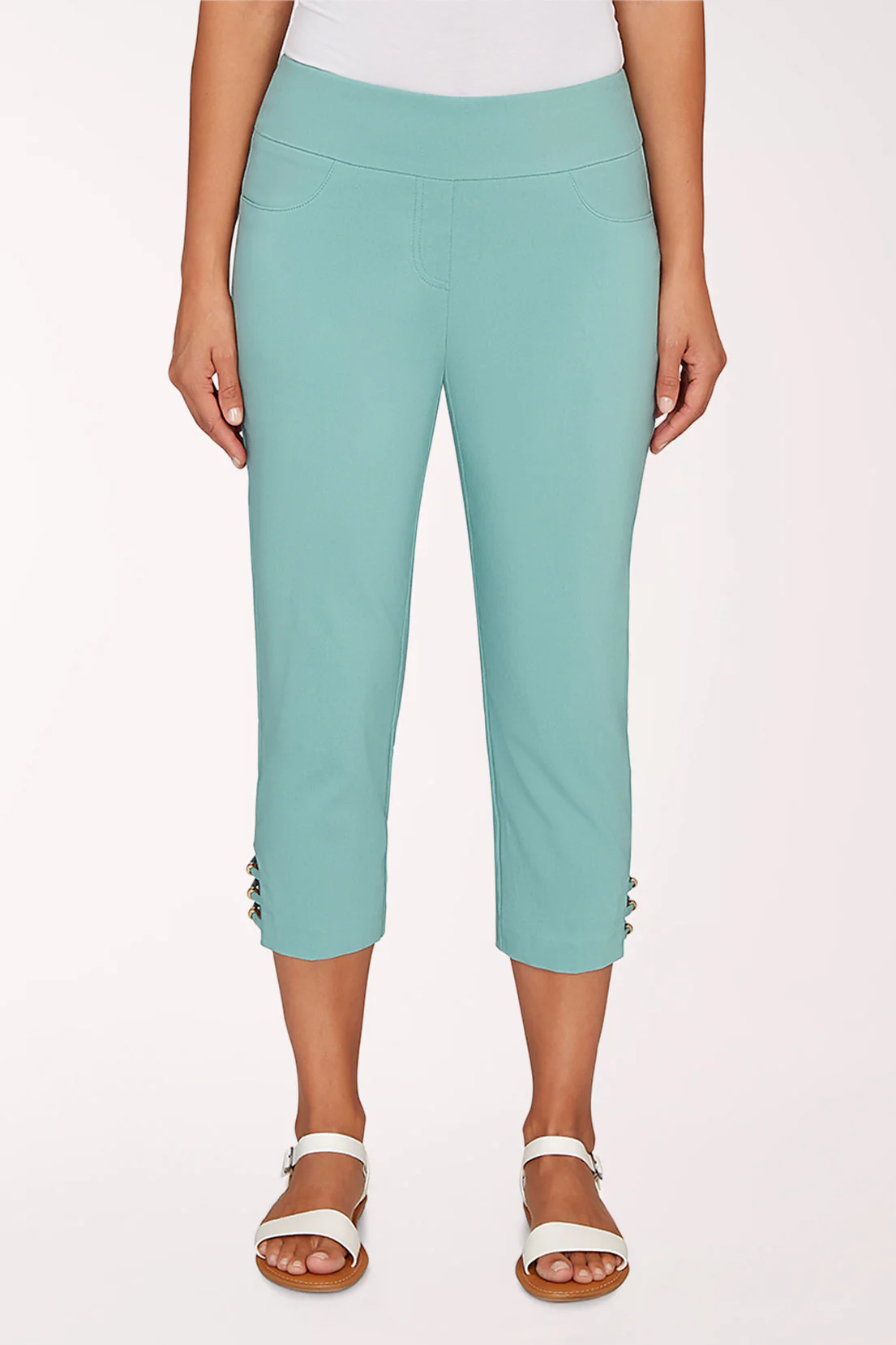 Fresh Start Beaded Lattice Hem Capri Pant
