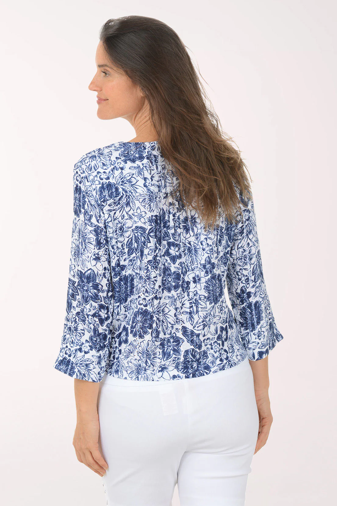 Petite Smooth Sailing Blue Garden Eyelet Shirt - Image 3