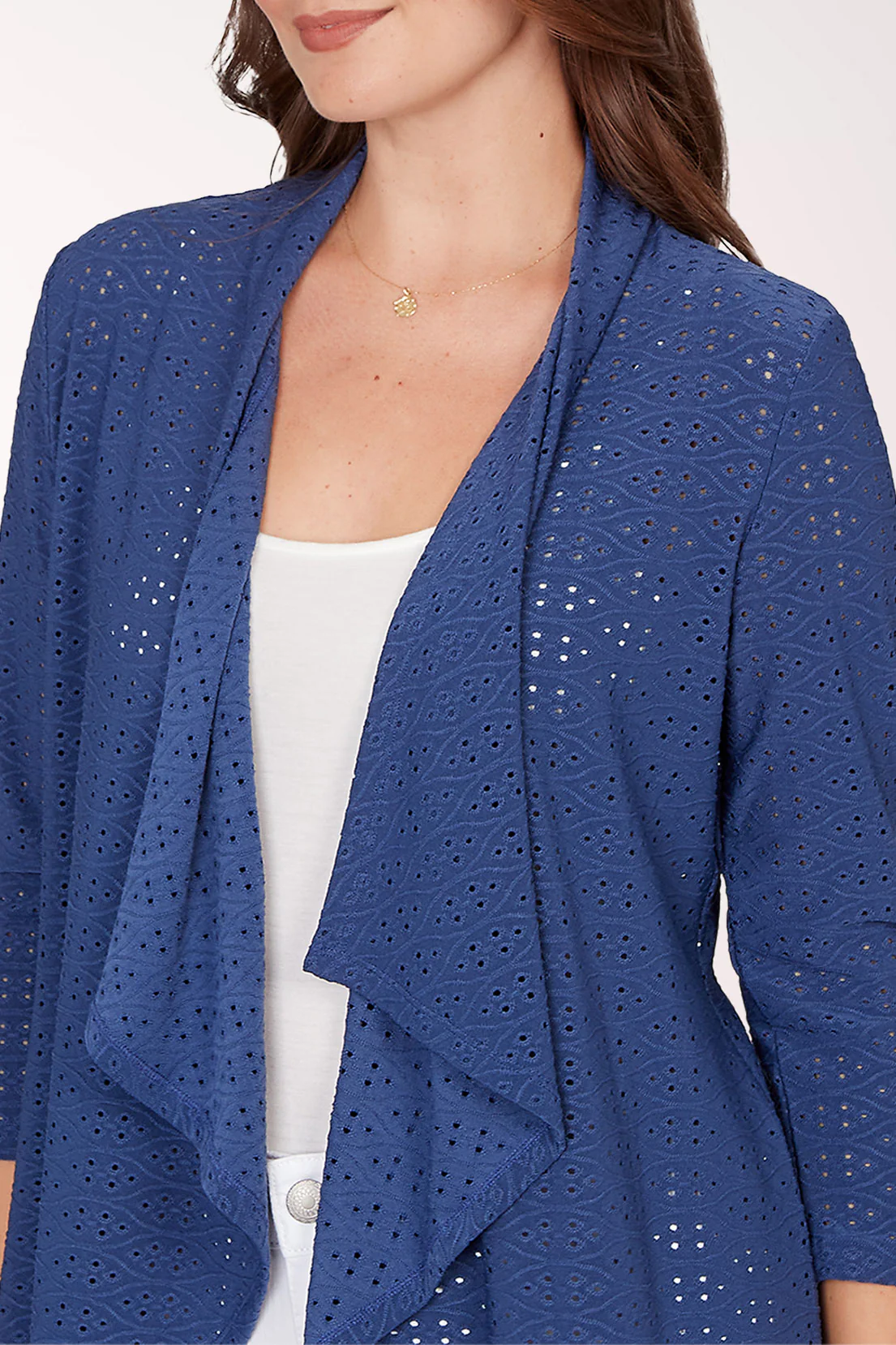 Smooth Sailing Eyelet Cascading Cardigan - Image 4
