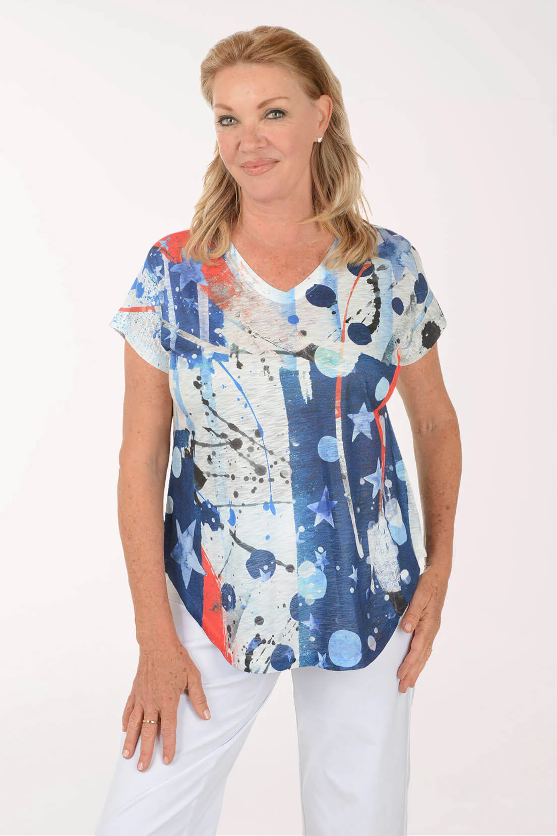 Americana Slub Knit Short Sleeve Top
