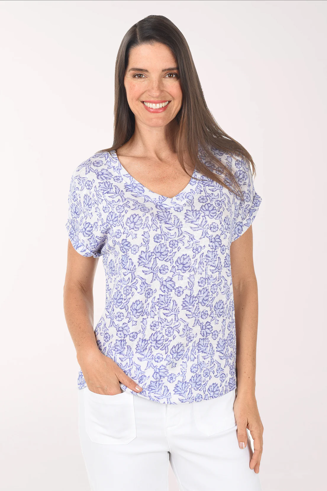 Saltwater Floral V-Neck Tee