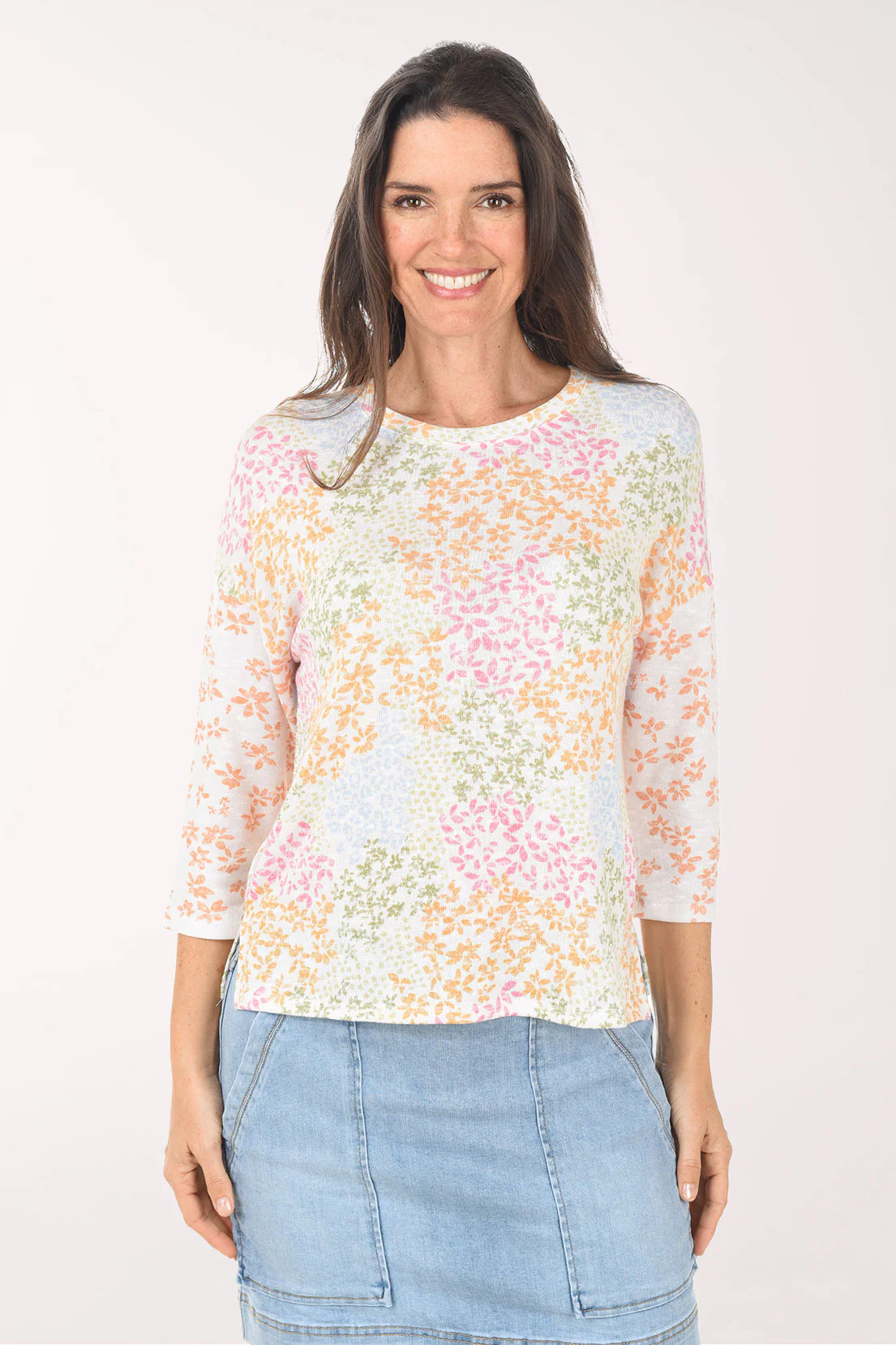 Daffodils Contrasting 3/4 Sleeve Top