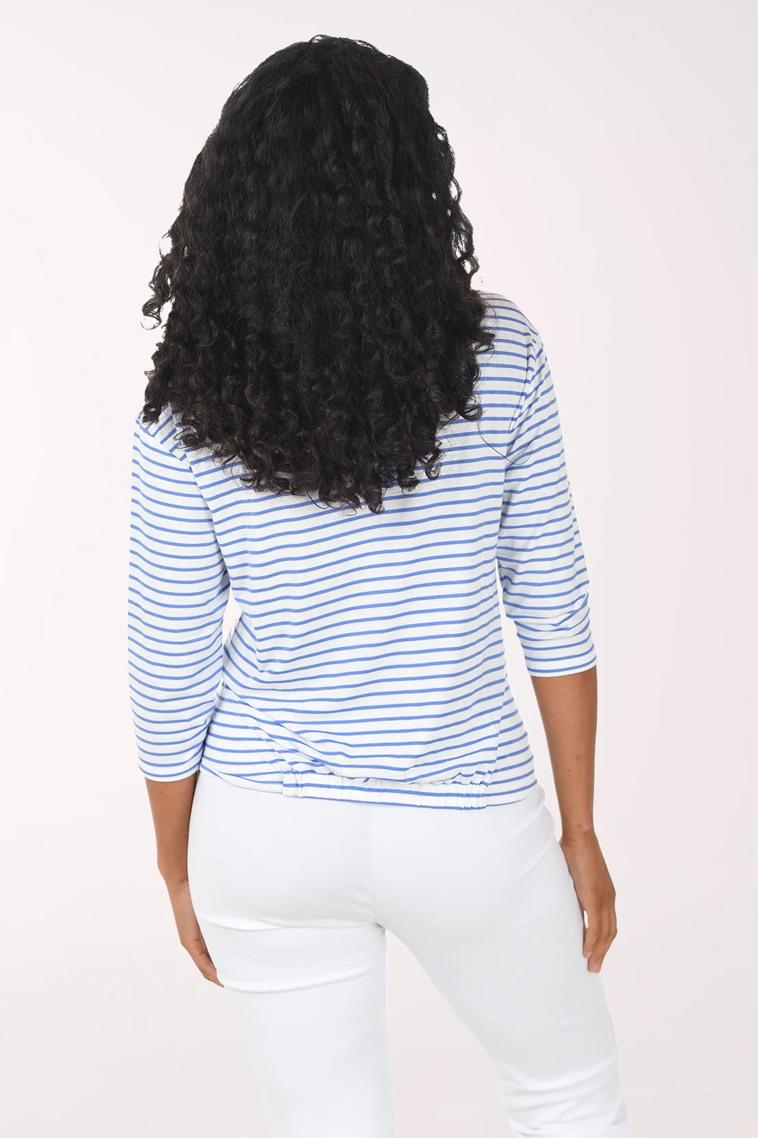 Stripe Twisted Hem 3/4 Sleeve Top - Image 3