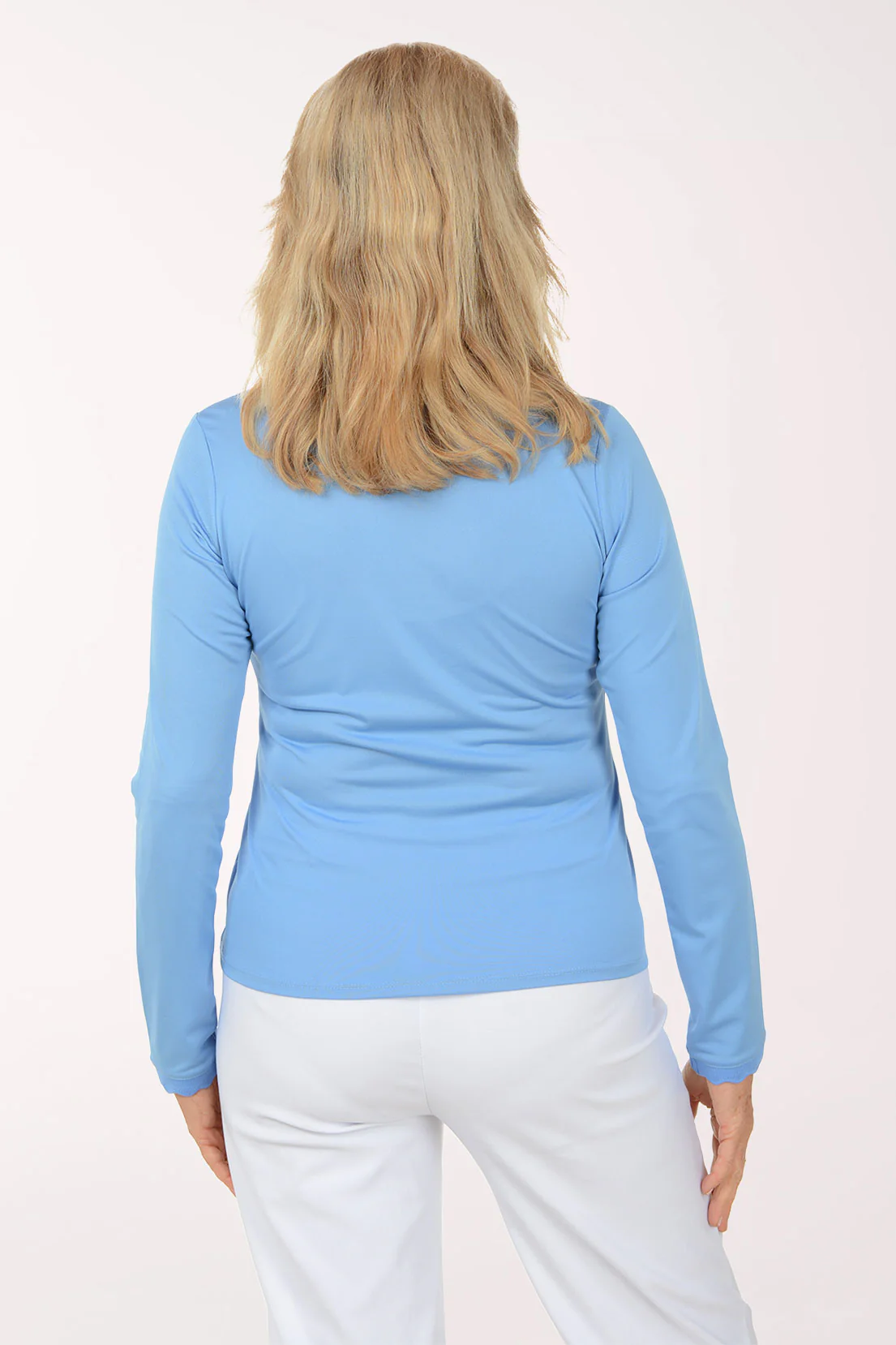 Solid Pique UPF50 Scalloped Polo Top - Image 3