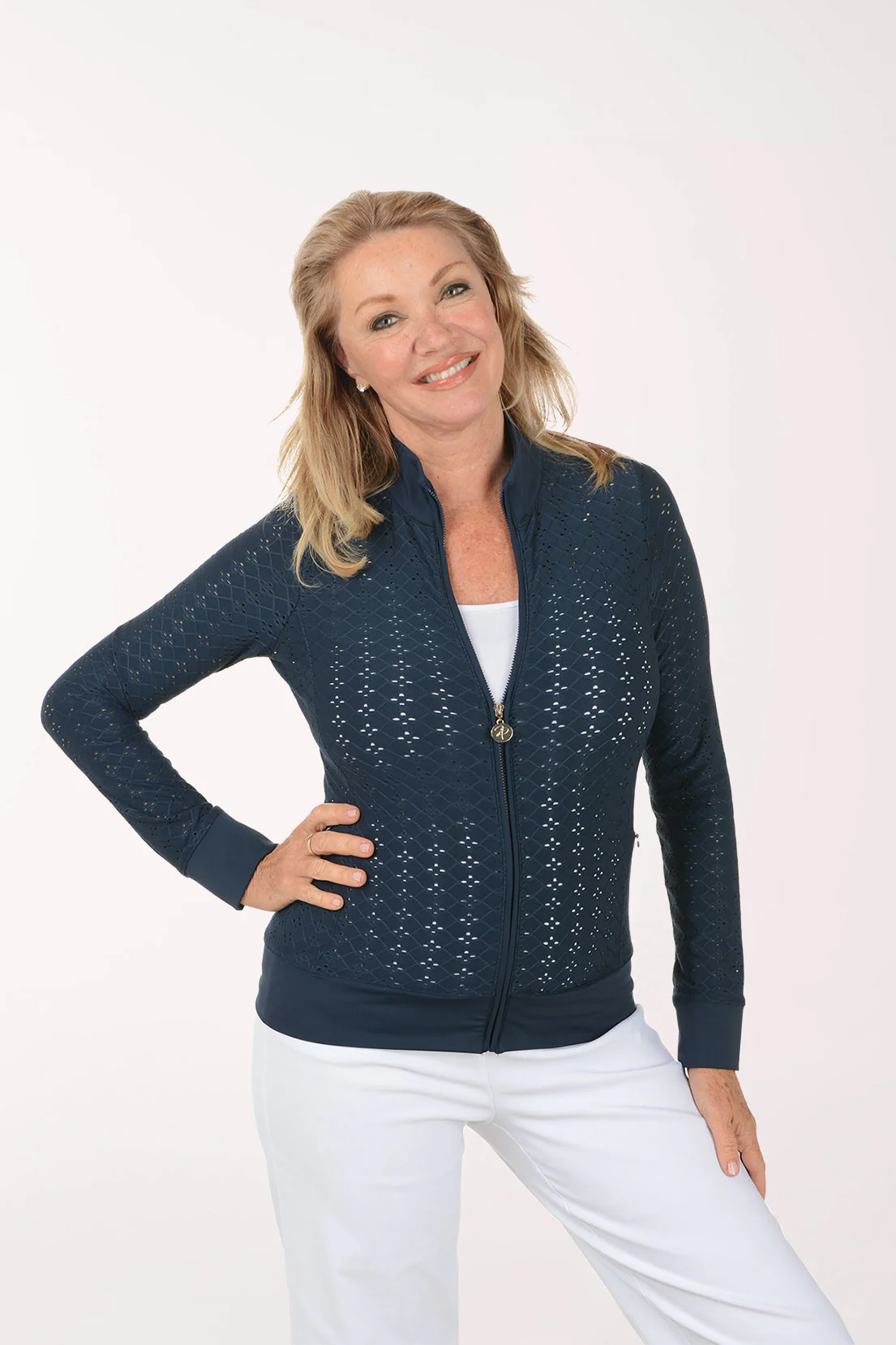 Pointelle Lace UPF50 Zip Front Jacket