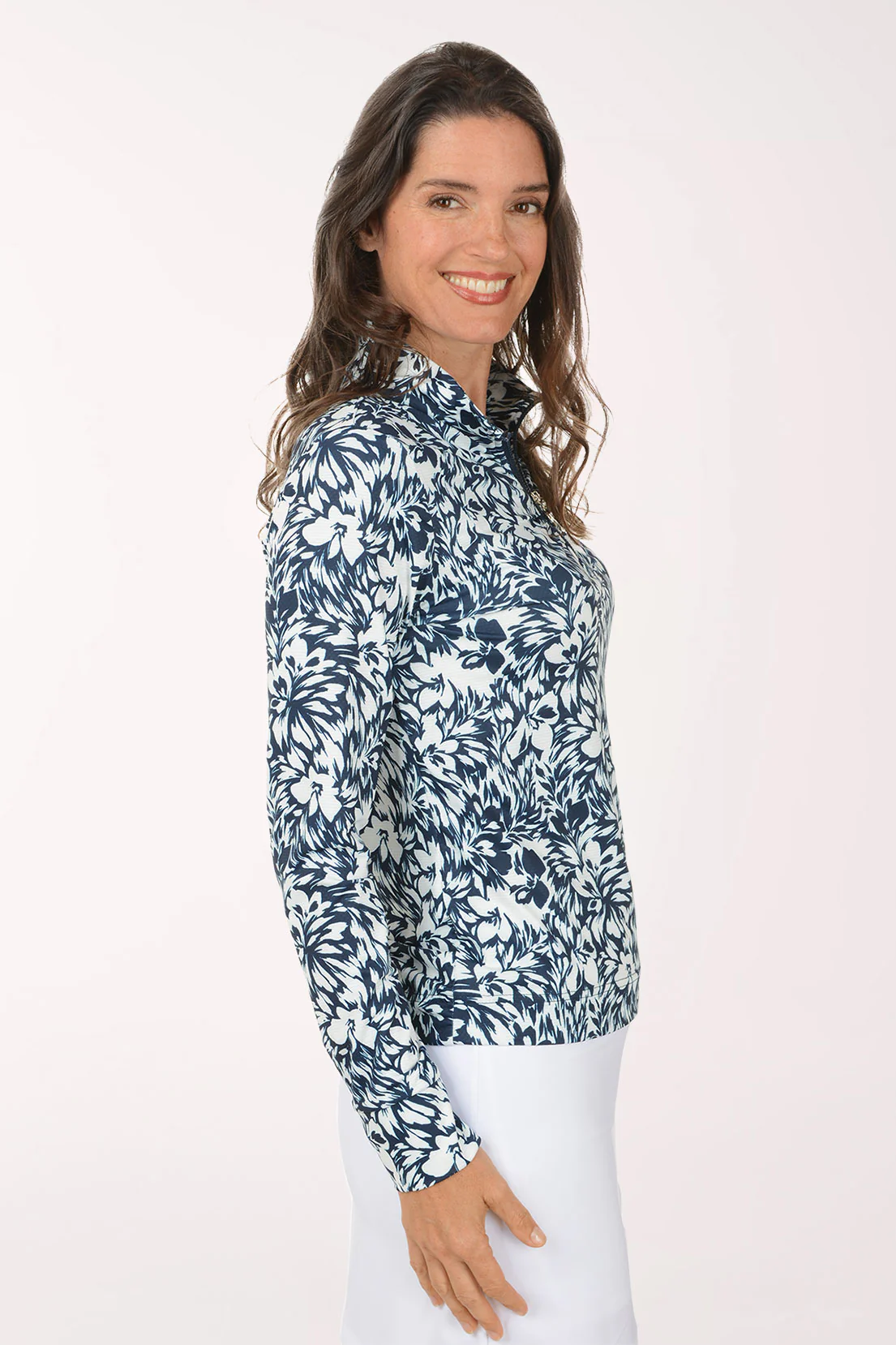 Abstract Aurora UPF50 Ruched Quarter Zip Top - Image 2