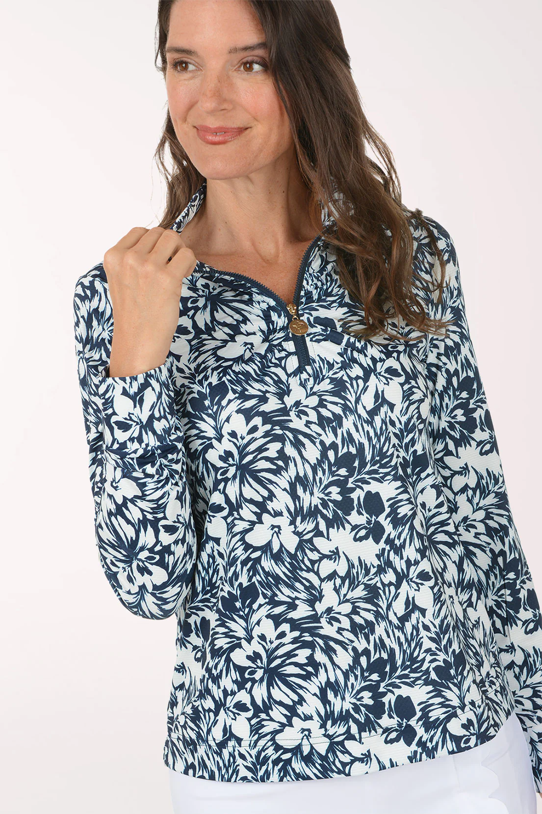 Abstract Aurora UPF50 Ruched Quarter Zip Top - Image 4
