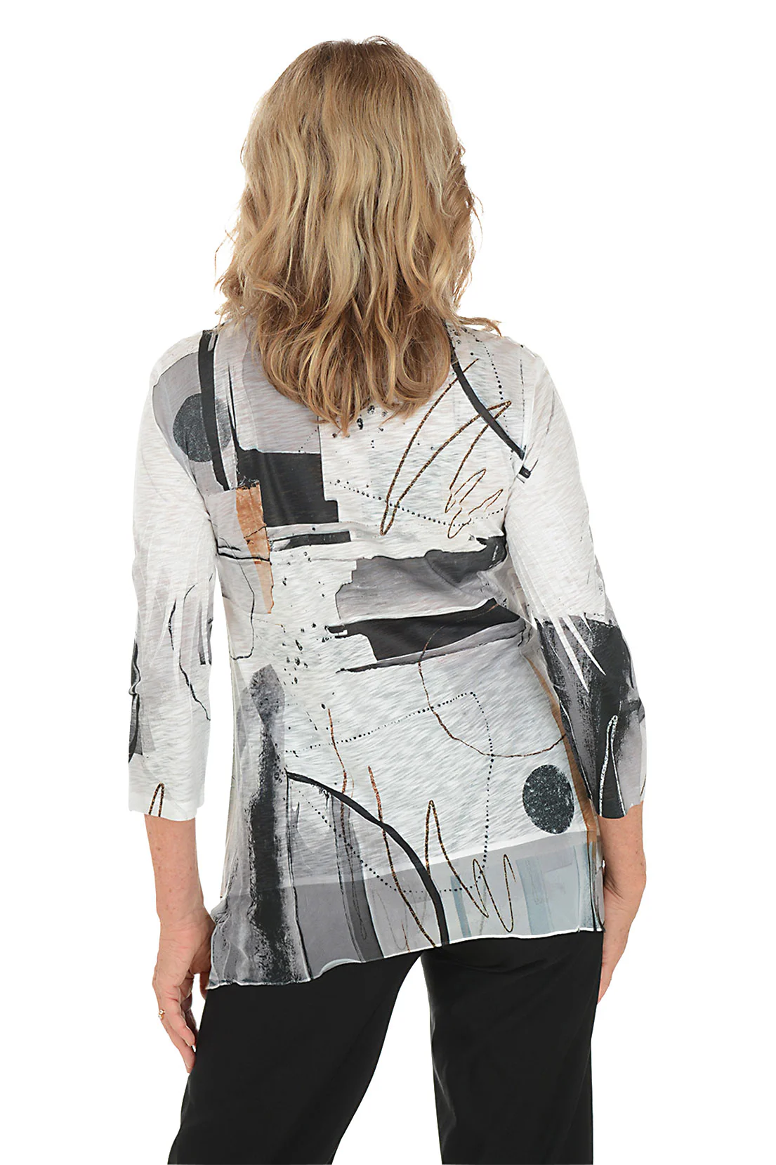 Tango 3/4 Sleeve Chiffon Hem Tunic - Image 3