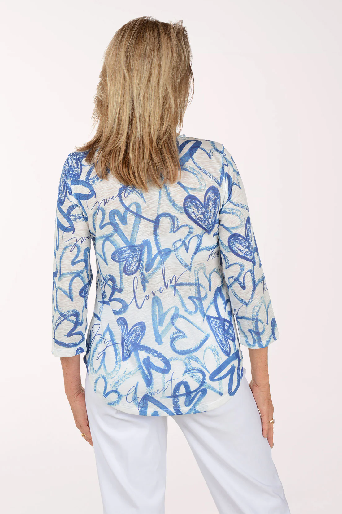 Sweetheart Slub Knit 3/4 Sleeve Top - Image 3