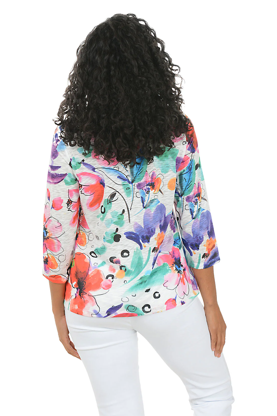 Watercolor Lightweight V-Neck Top - Image 3