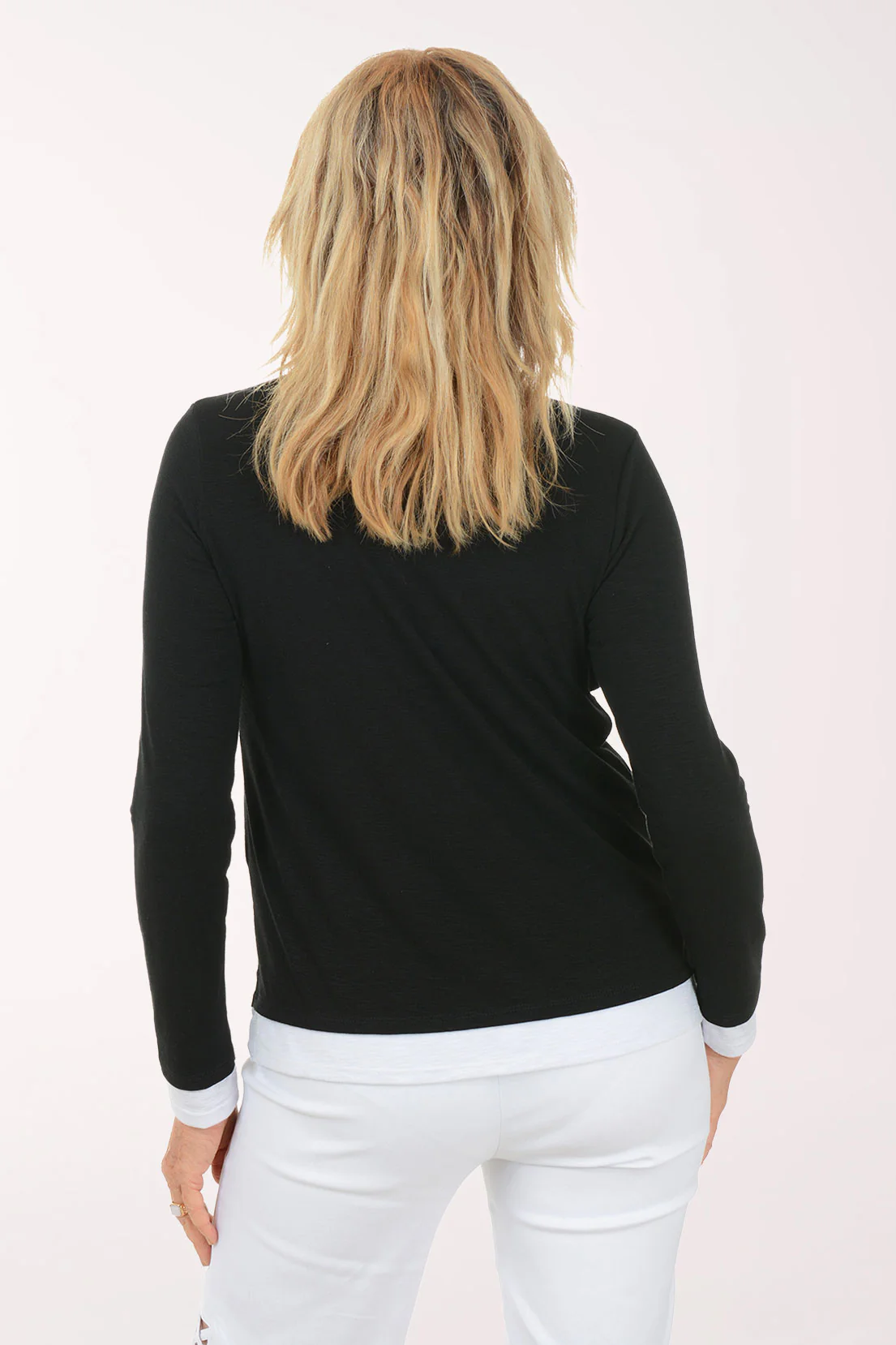 Layered Long Sleeve Slub Knit Top - Image 3