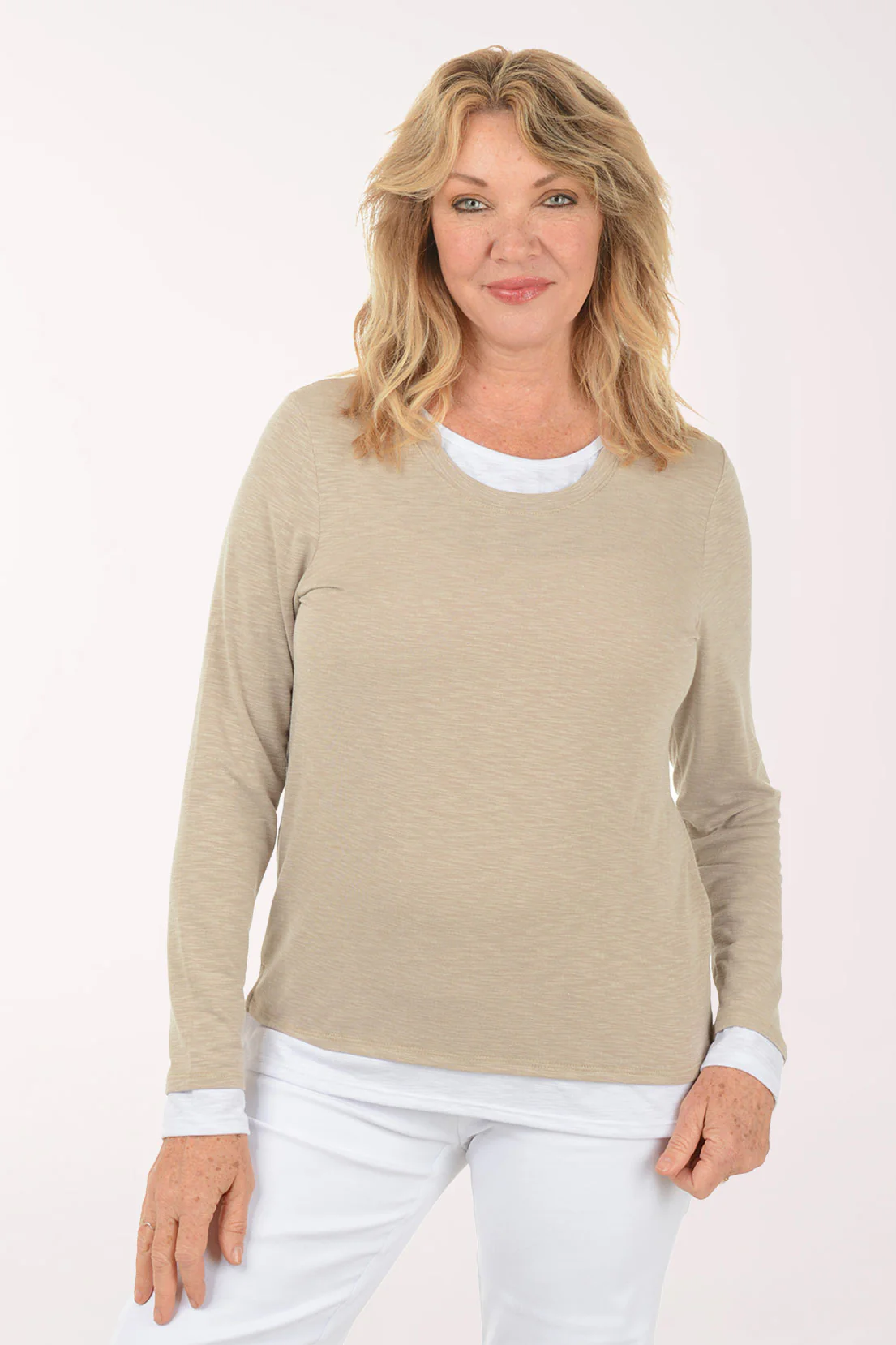Layered Long Sleeve Slub Knit Top - Image 6