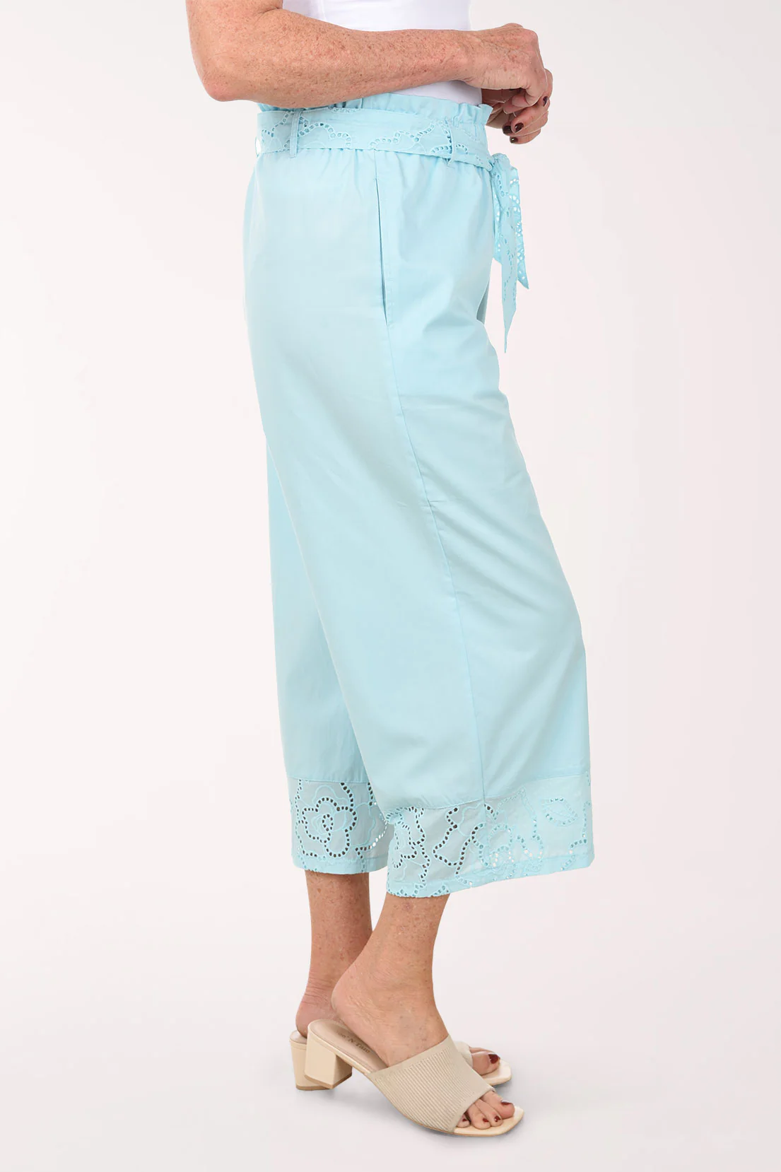 Petite Renaissance Romance Eyelet Trim Belted Pant - Image 2