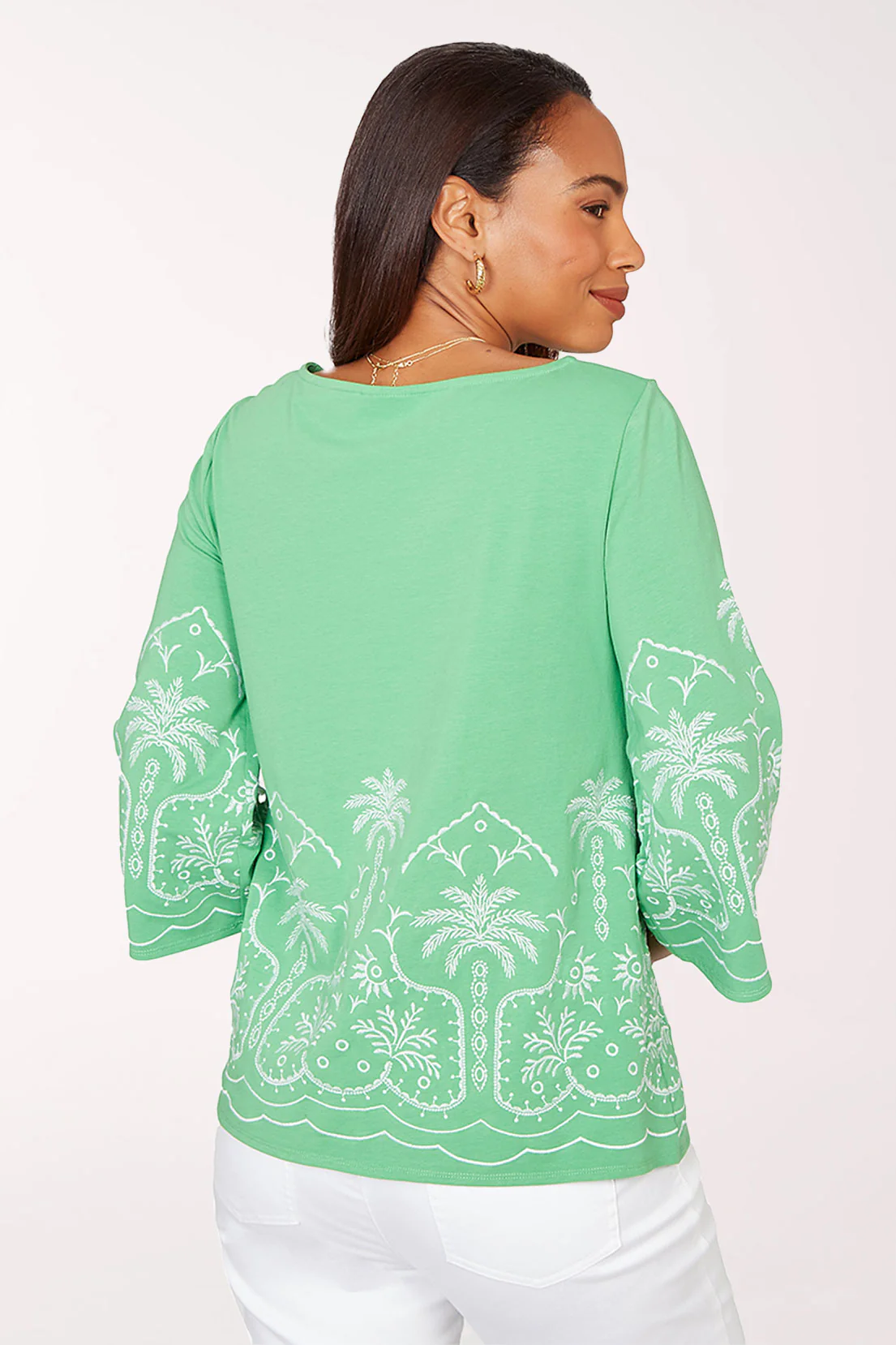 Hothouse Florals Palm Tree Bell Sleeve Top - Image 2