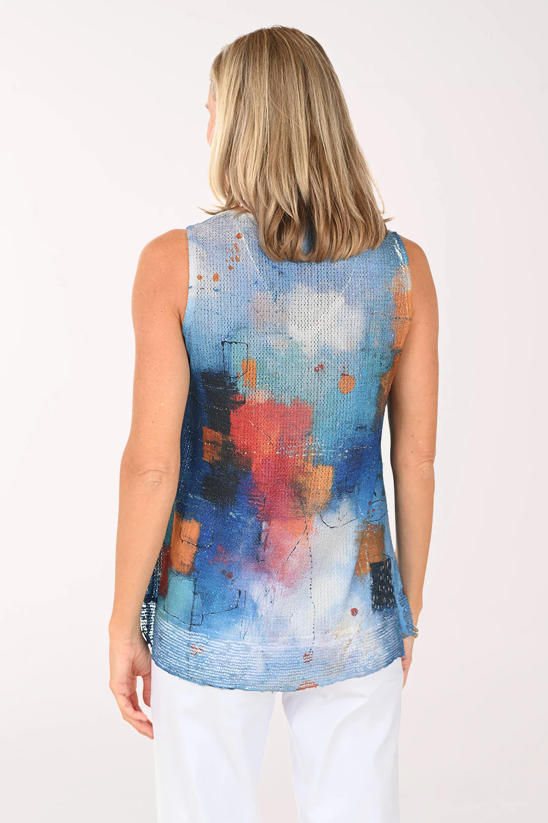 Petite Jewel Tones Mesh Hem Sleeveless Top - Image 3