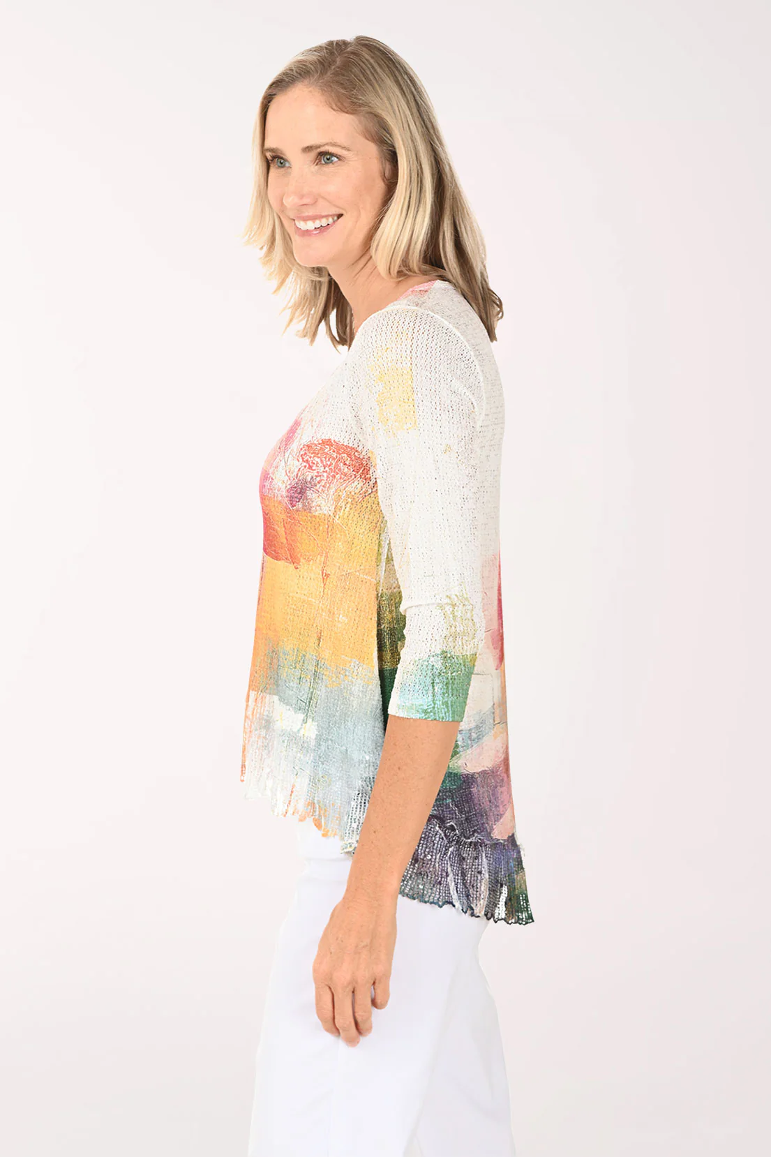 Reflecting Pond Mesh Hem High-Low Top - Image 2
