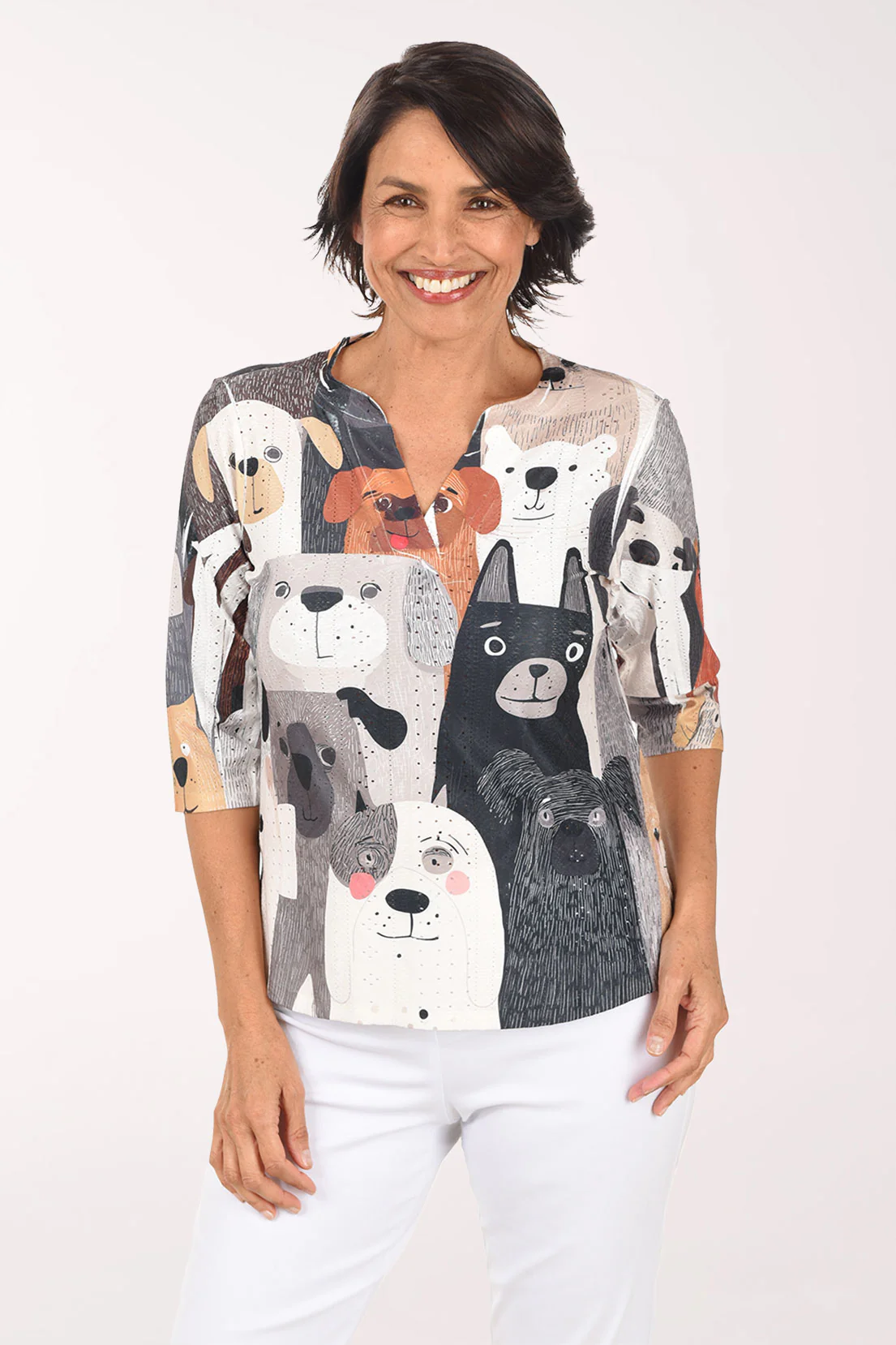 Happy Puppies High-Low Eyelet Top