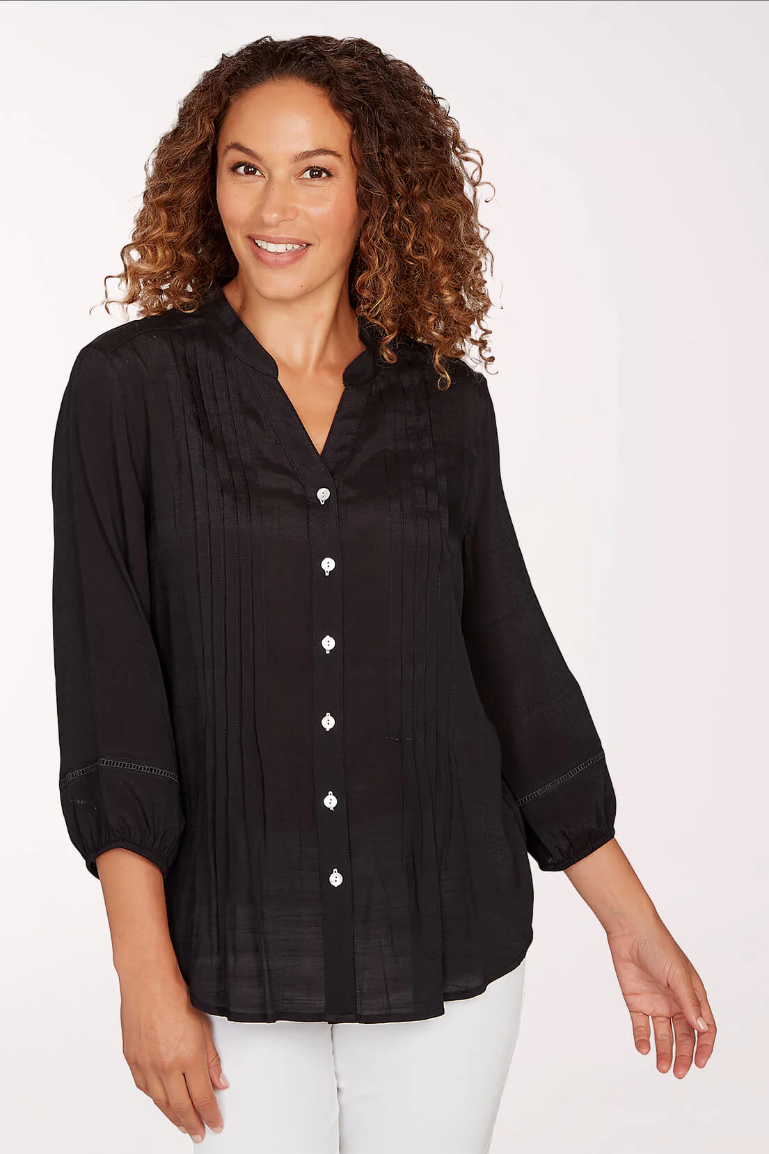 Puffed Sleeve Pleated Shirt - Image 5
