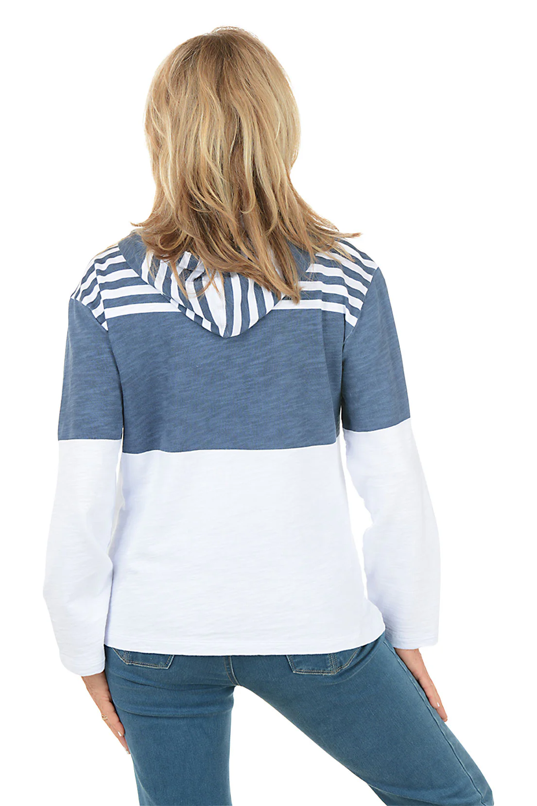 Striped Color Block Zip-Front Hoodie - Image 3