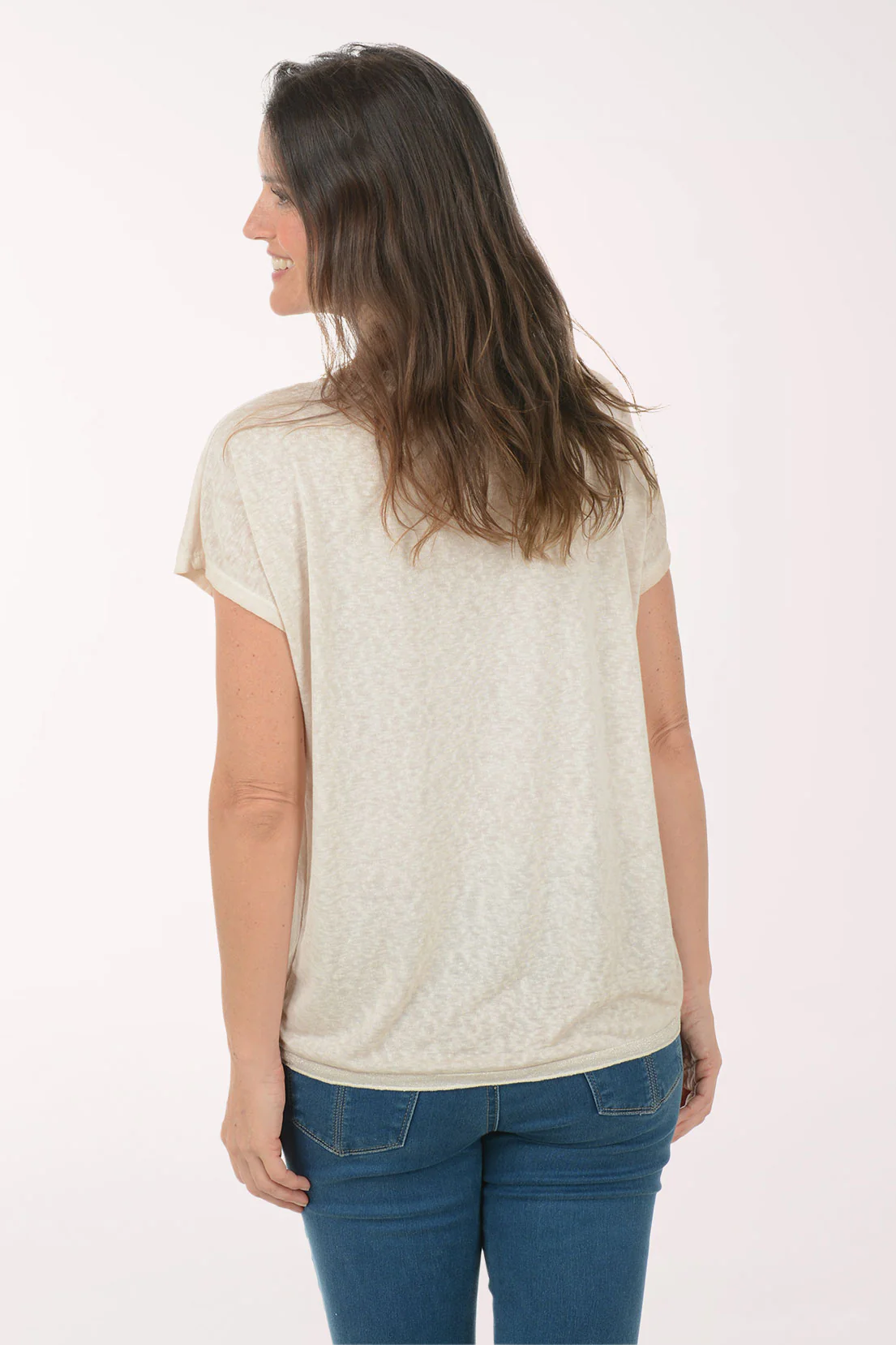 Glitter Trim V-Neck Tee - Image 3
