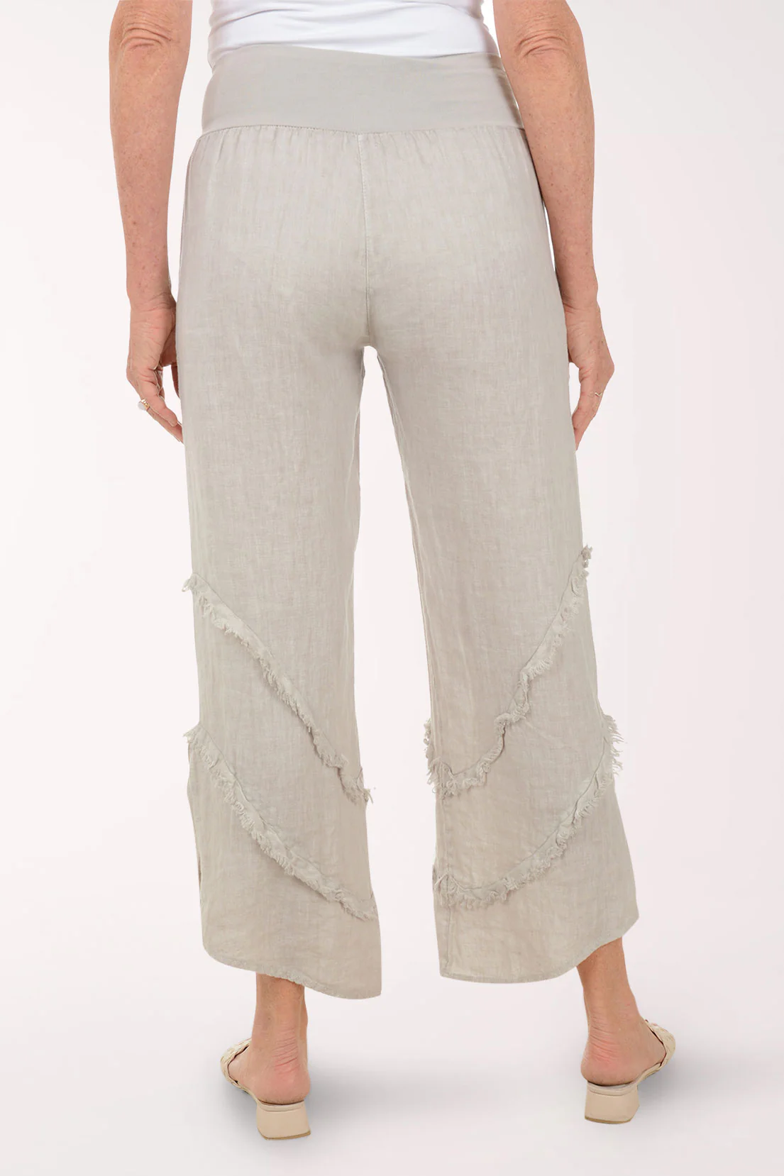 Frayed Linen Wide Leg Palazzo Pant - Image 3