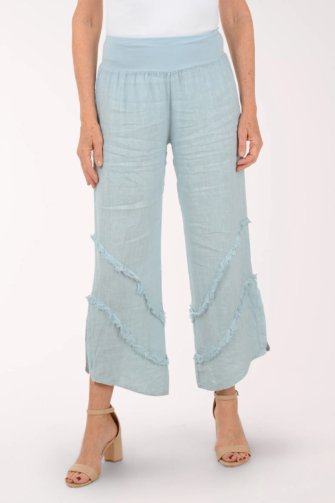 Frayed Linen Wide Leg Palazzo Pant - Image 4