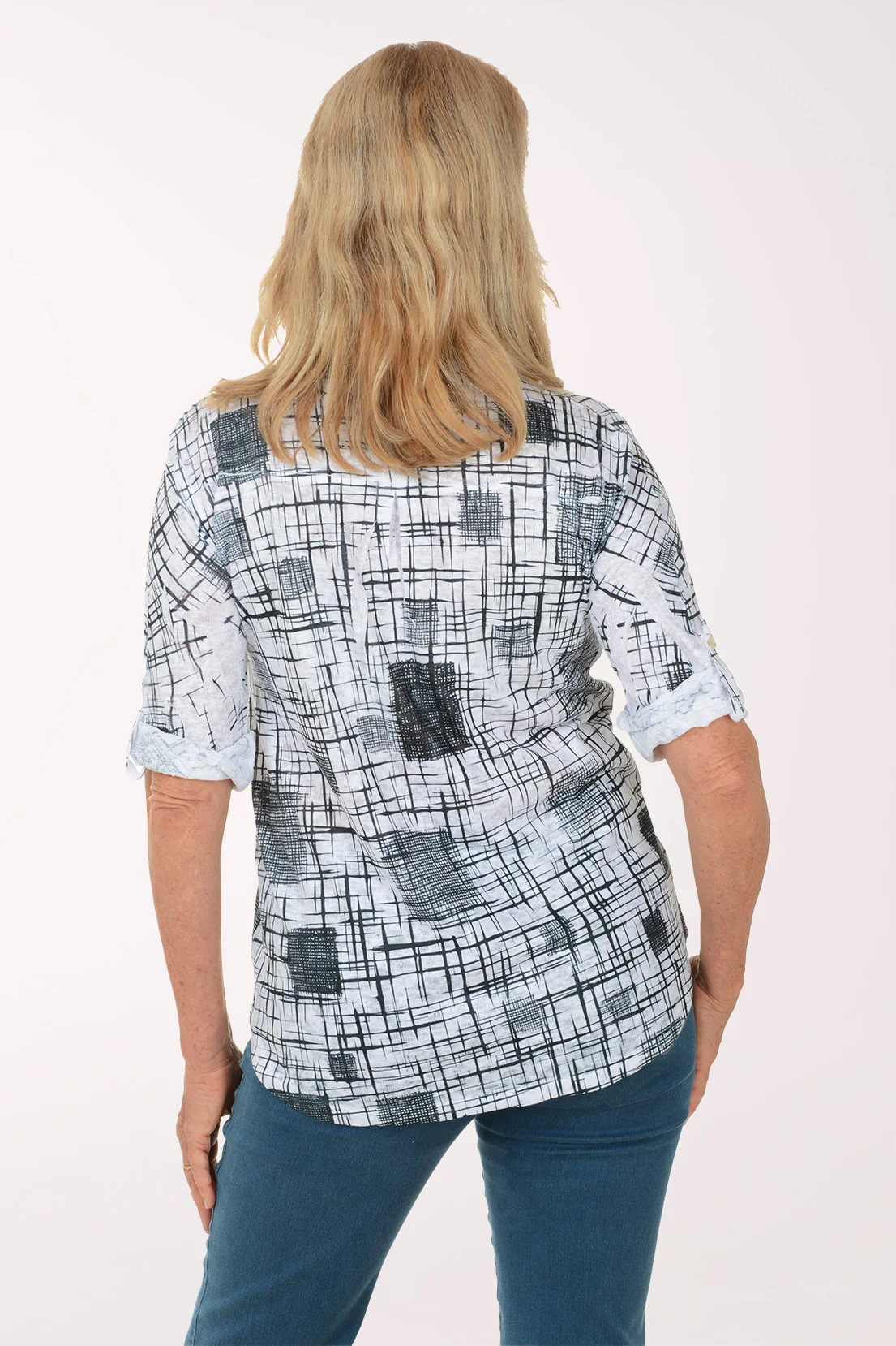 Criss-Crossed Roll Sleeve Top - Image 3