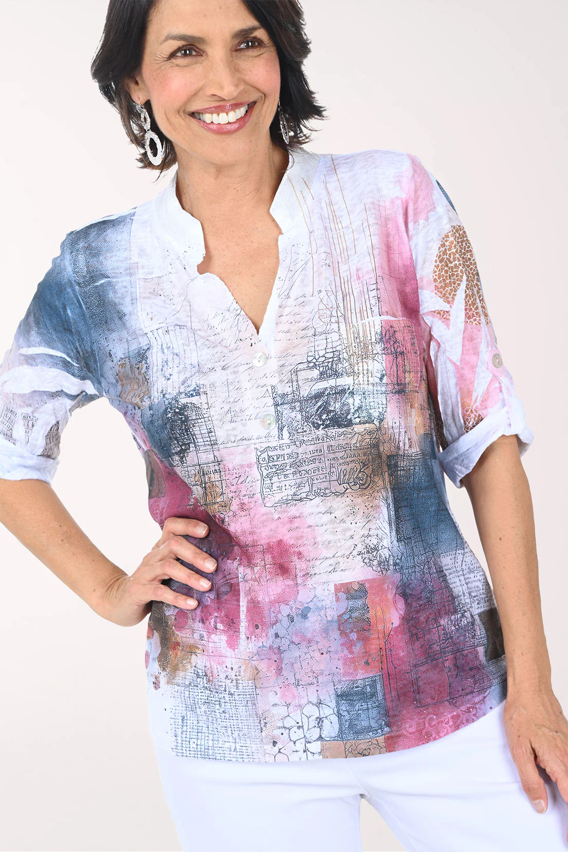 Burgundy Wine Roll Sleeve Top - Image 2
