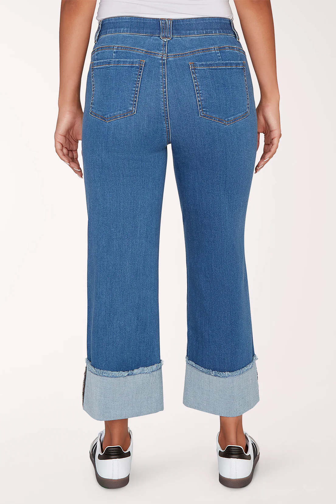 Frayed Cuff Denim Wide Leg Crop Pant - Image 2