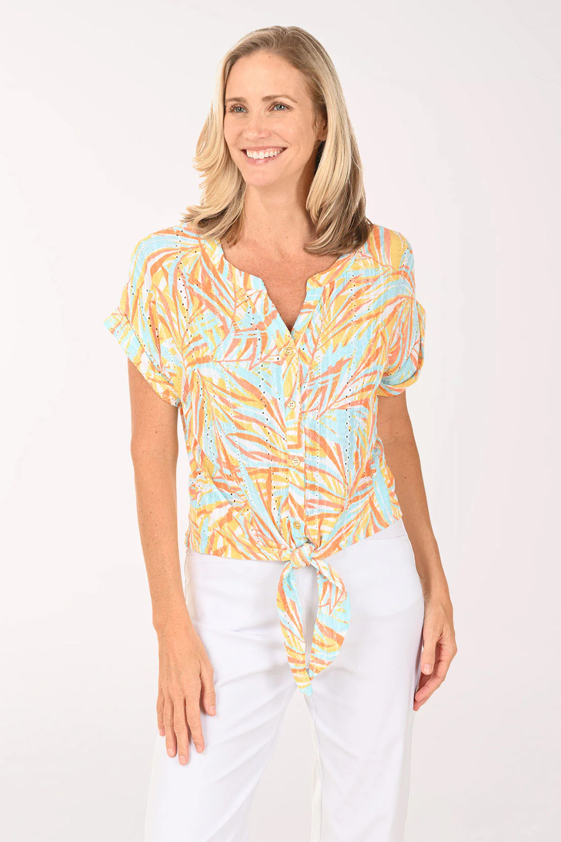 Petite Fun In The Sun Breezy Leaf Shirt
