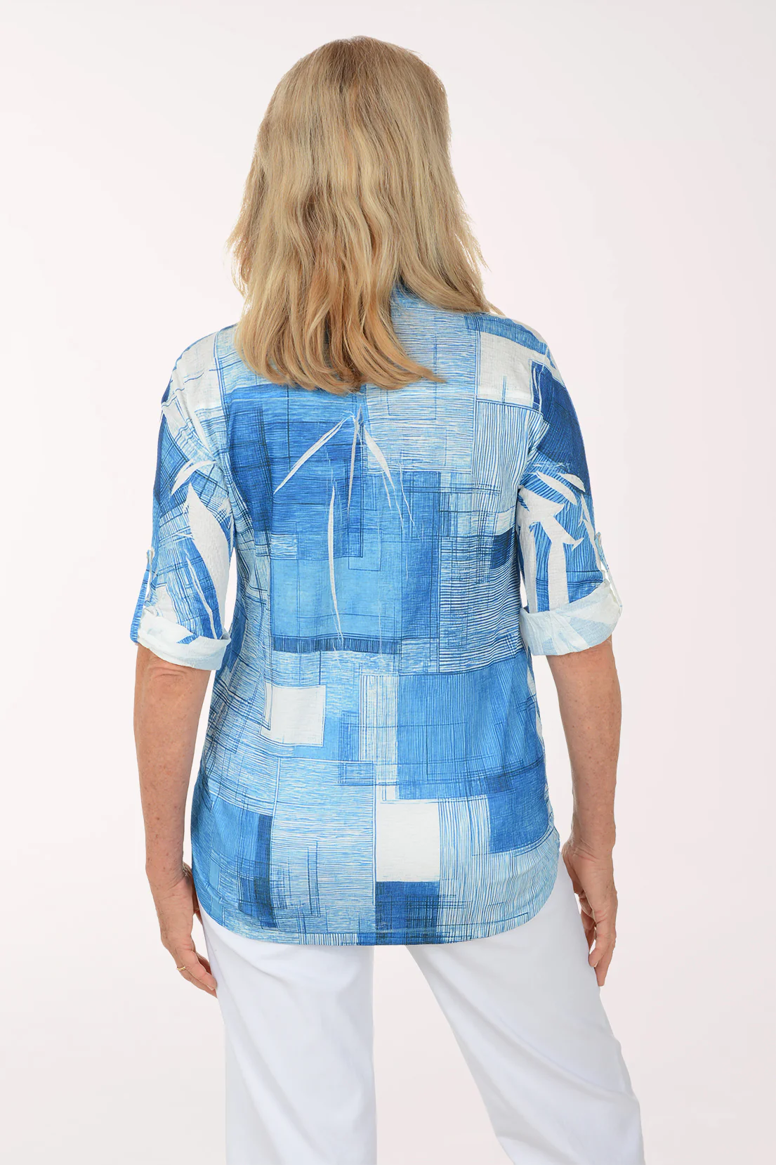 Glass Windows Mandarin Collar High-Low Top - Image 3