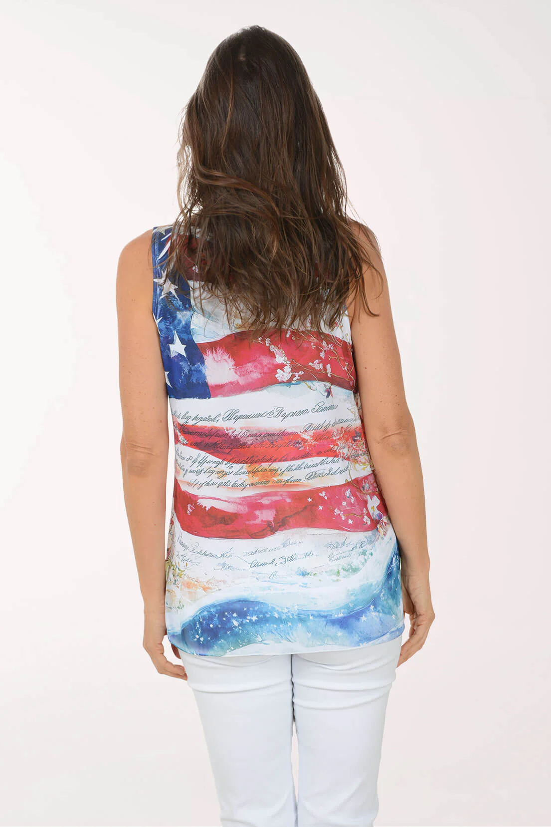 Petite Waving Flag Lace Neck Sleeveless Blouse - Image 3