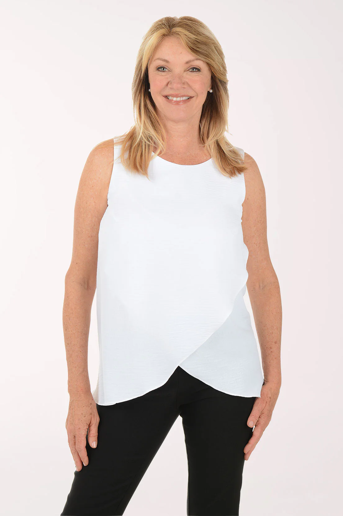 Solid Layered Sleeveless Blouse - Image 4