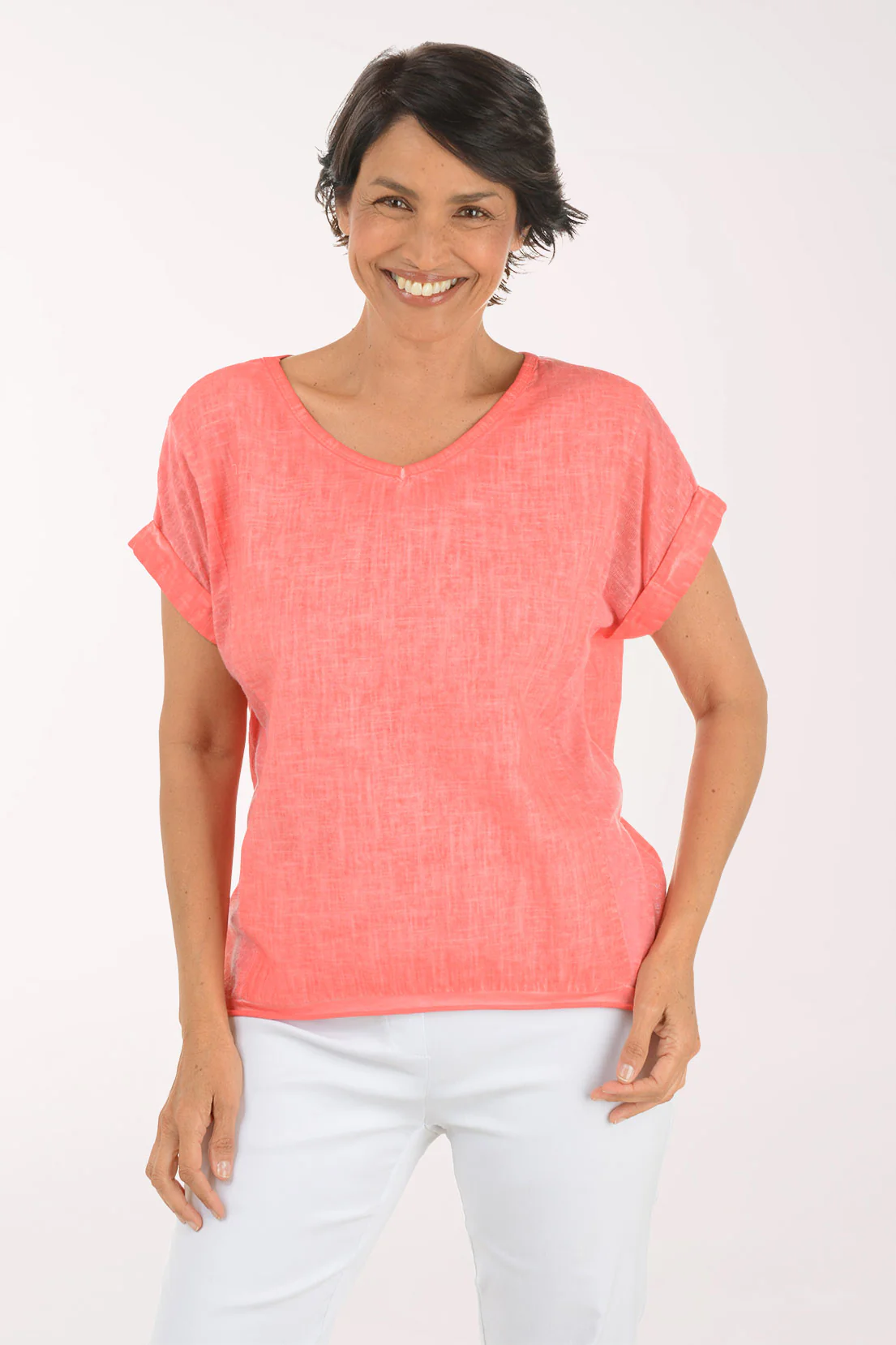 V-Neck 100% Linen Tee - Image 4