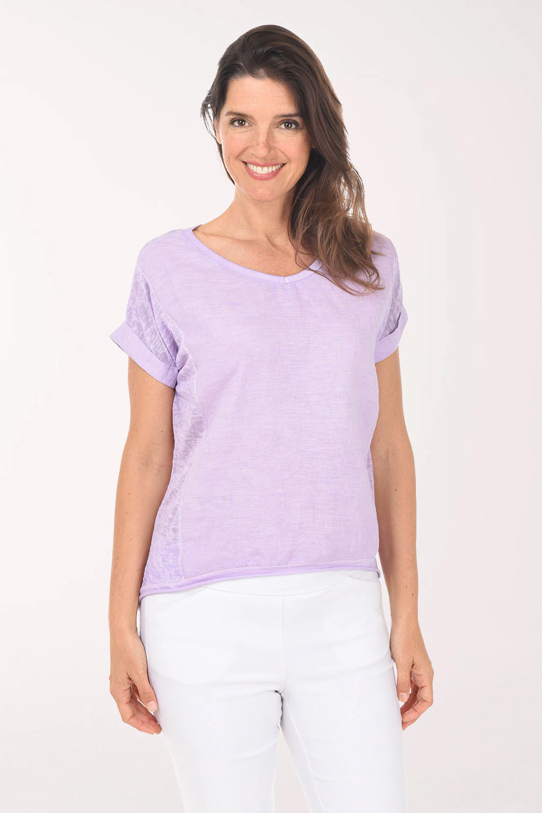 V-Neck 100% Linen Tee - Image 5