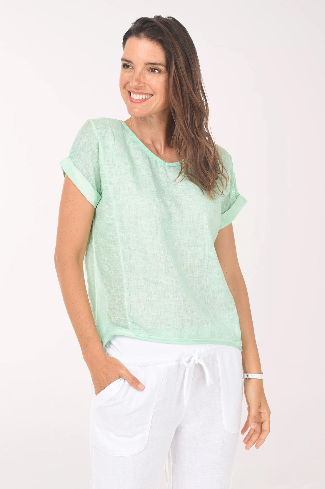 V-Neck 100% Linen Tee - Image 6