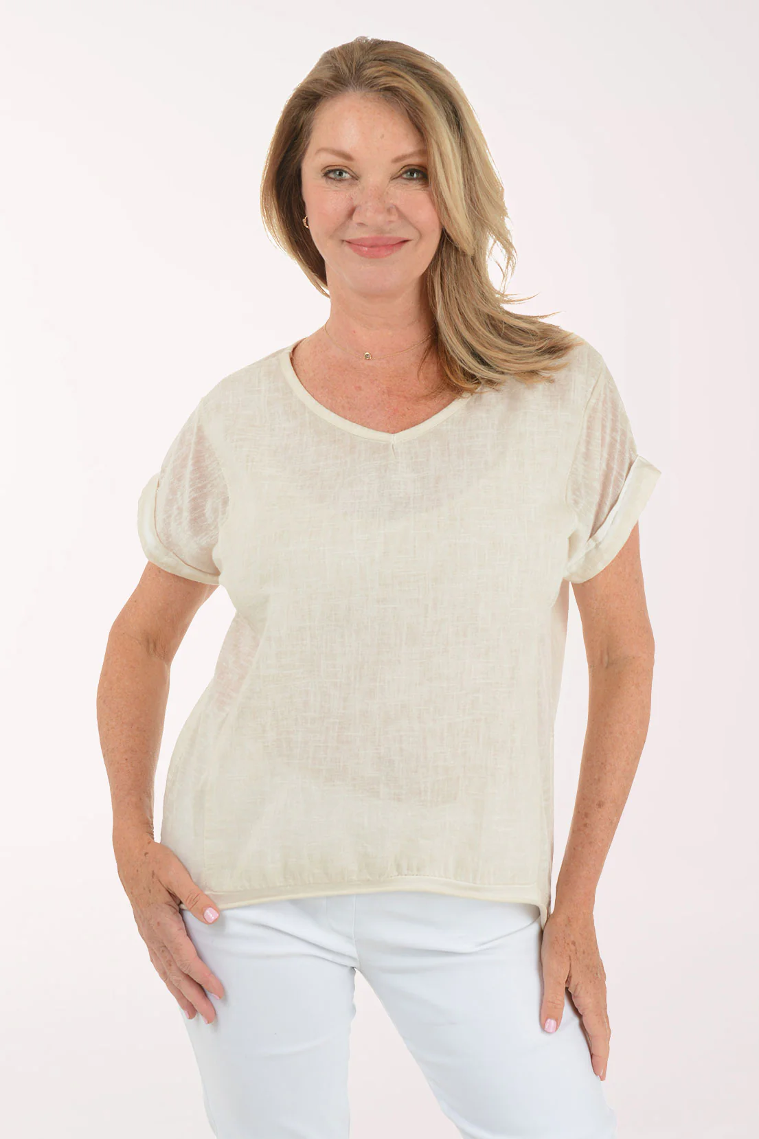 V-Neck 100% Linen Tee - Image 7