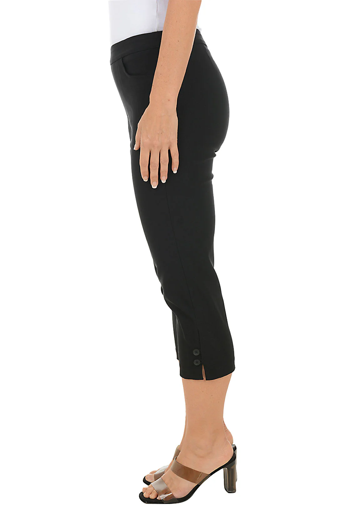 Petite Double Button Hem Capri Pant - Image 2