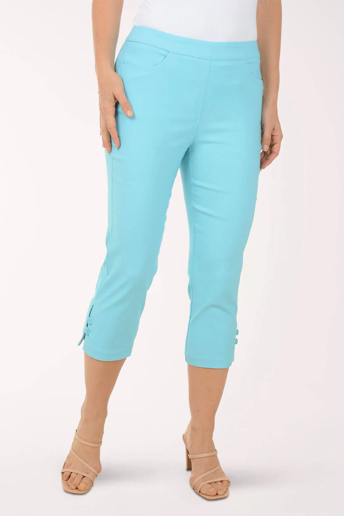 Petite Double Button Hem Capri Pant - Image 4
