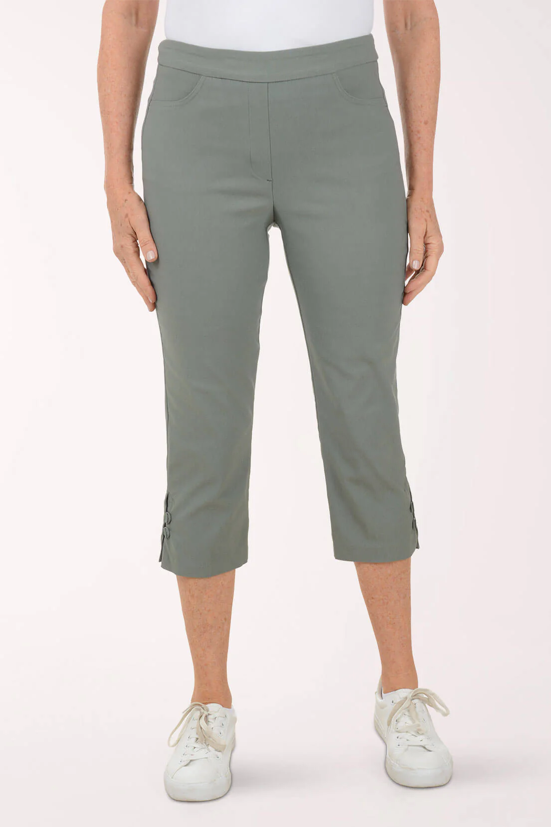 Petite Double Button Hem Capri Pant - Image 5