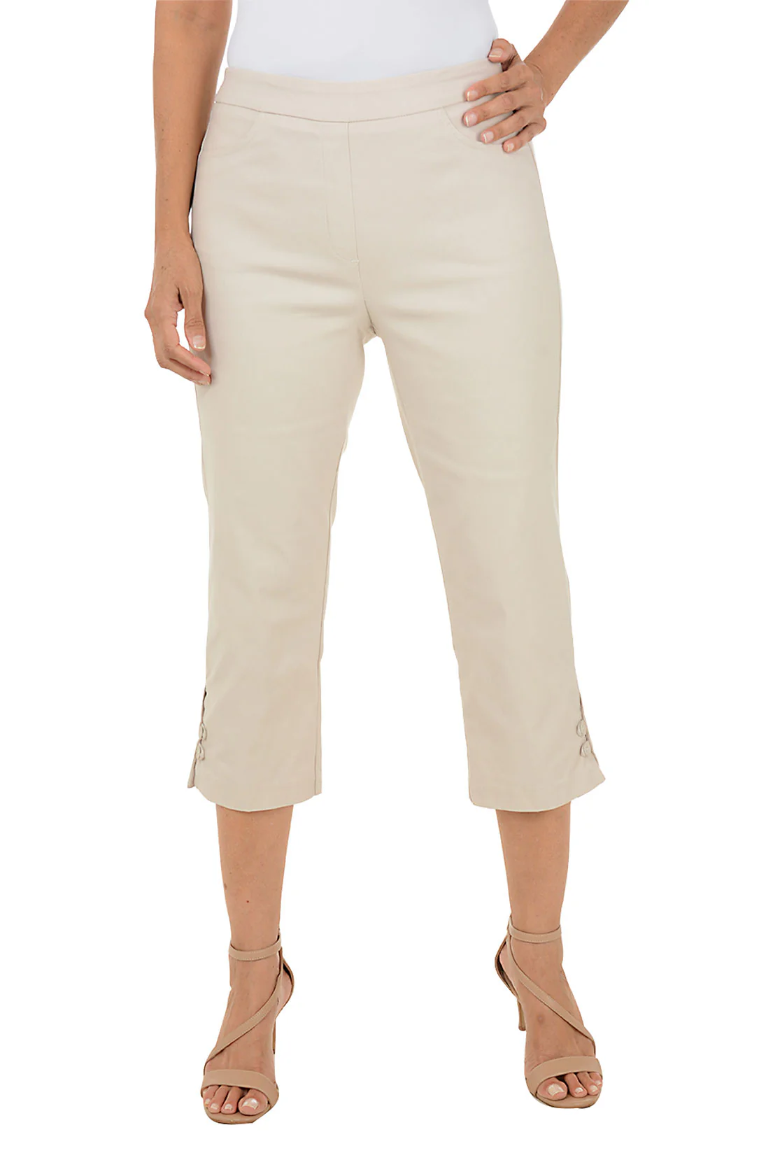Petite Double Button Hem Capri Pant - Image 6