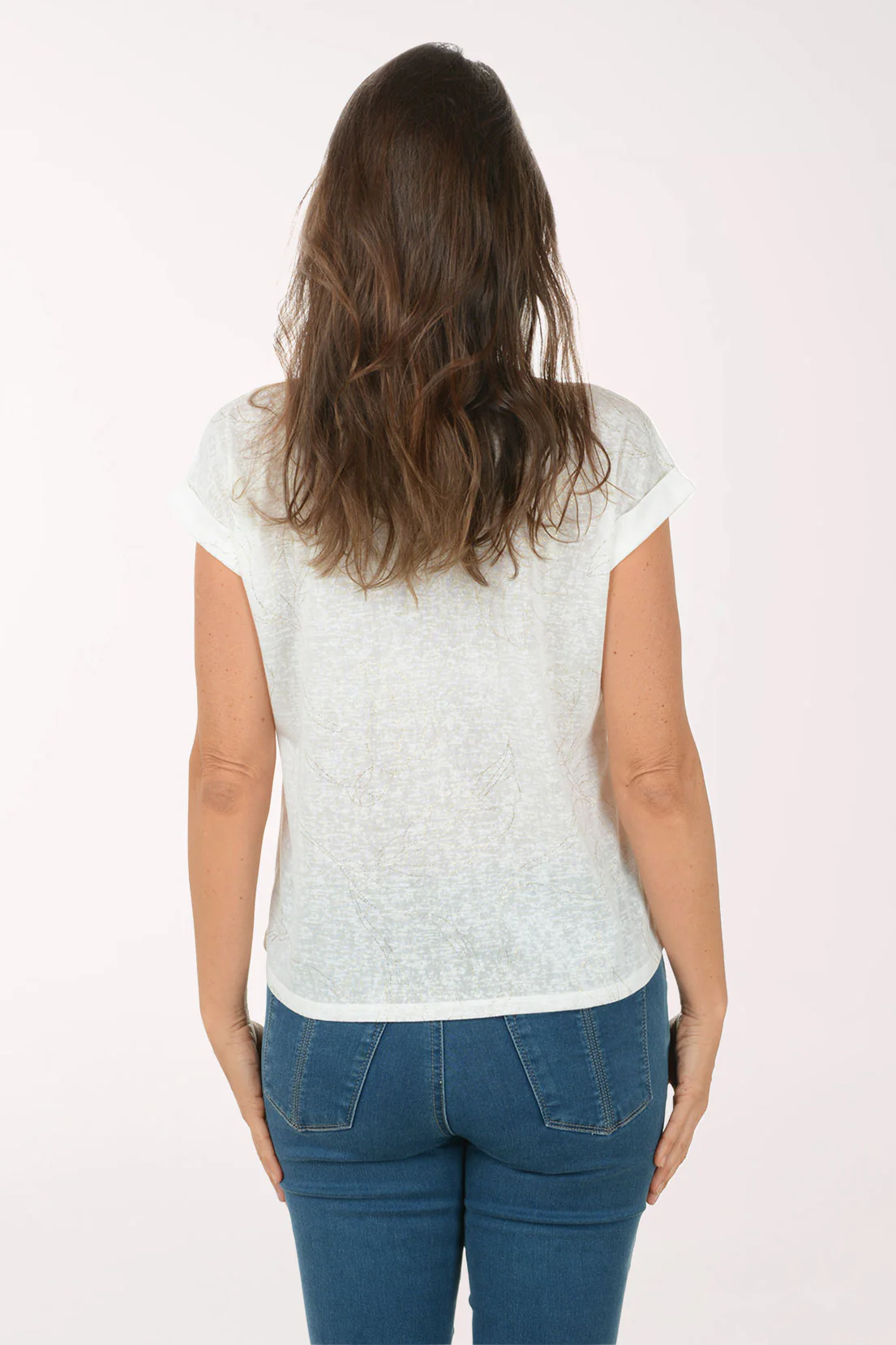 Floral Gold Grommet Shoulder Tee - Image 3