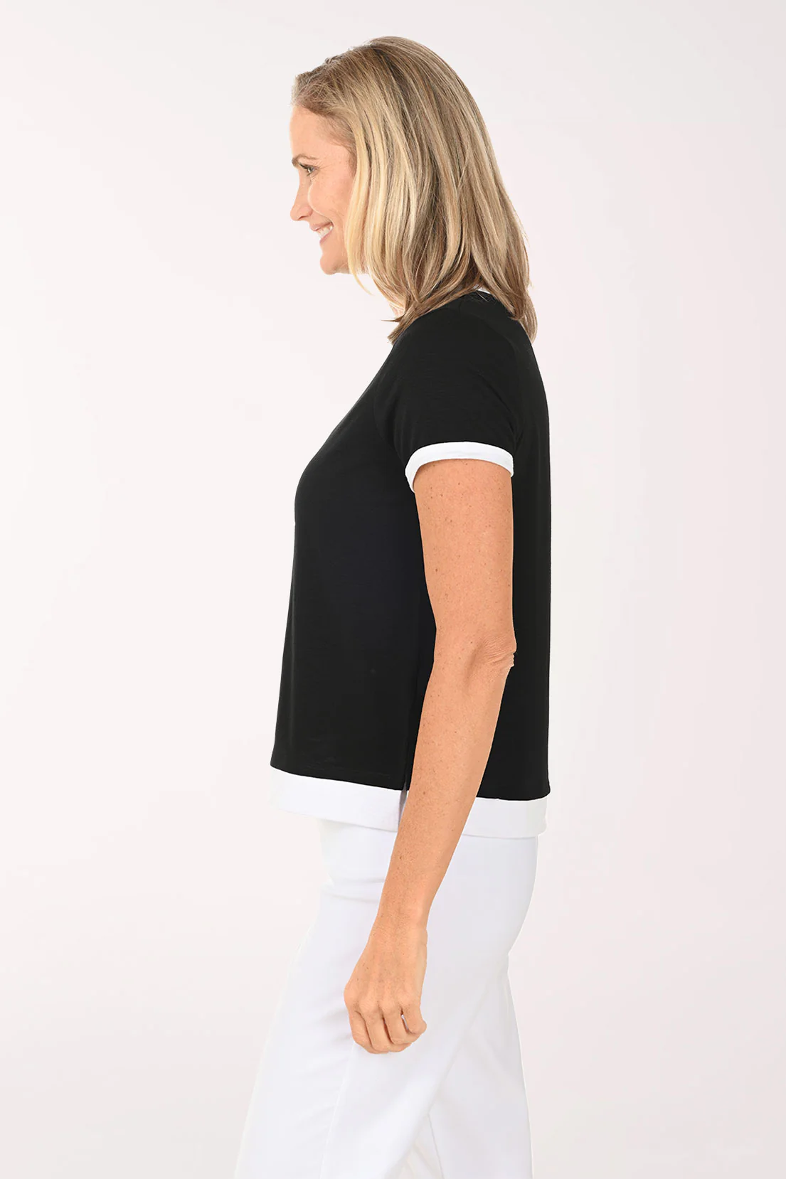 Solid Slub Knit Ringer Tee - Image 2