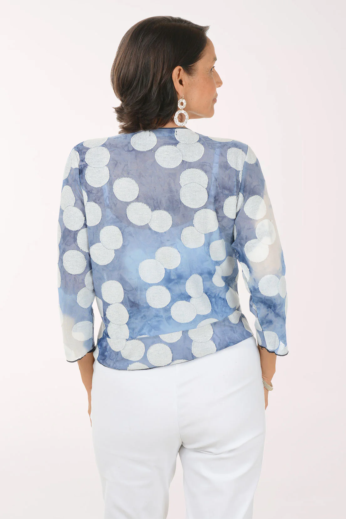 Denim Dots Textured Mesh Shrug - Image 3