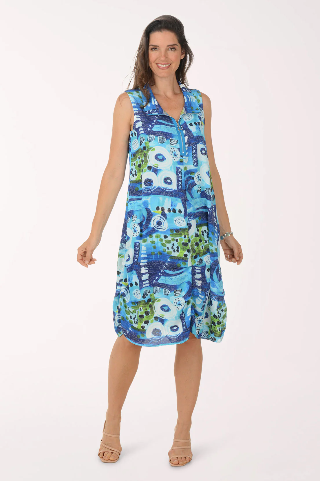 Mashup Zip Neck Sleeveless Dress - Image 5