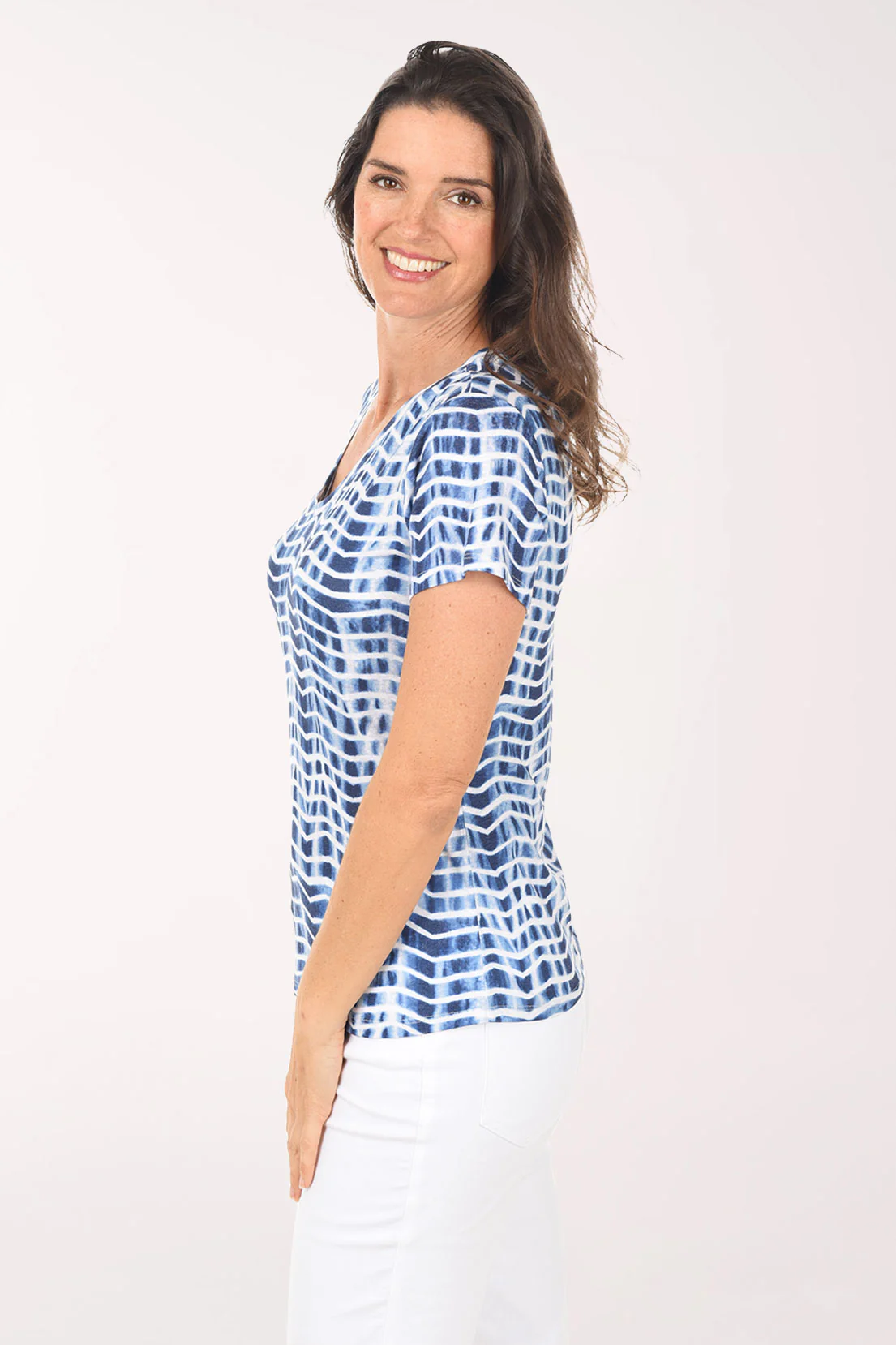 Zig Zag Linen-Blend Tee - Image 2
