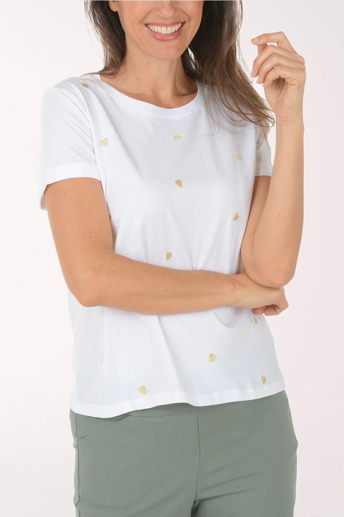 Gold Embroidered Hearts Tee - Image 4