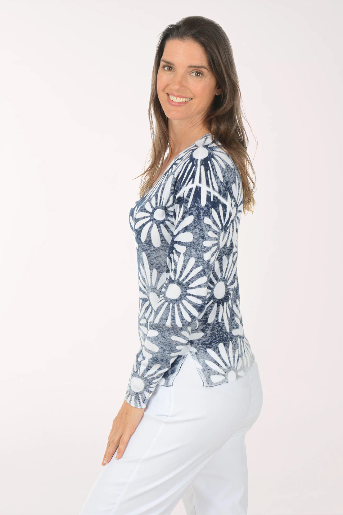 Nautical Flowers Reversible Cotton Sweater - Image 2